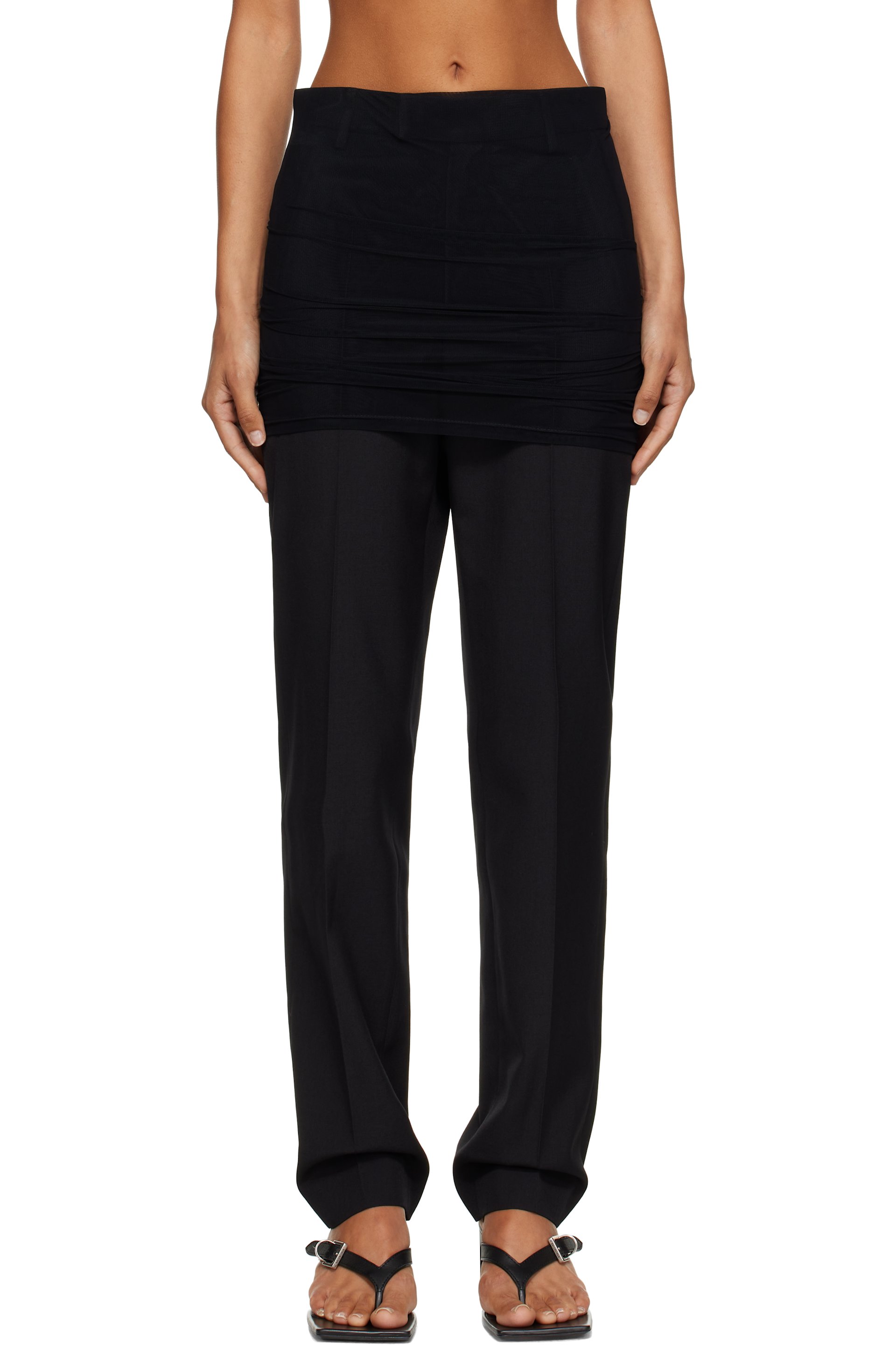 MM6 Maison Margiela - Pantalon léger noir en laine mélangée
