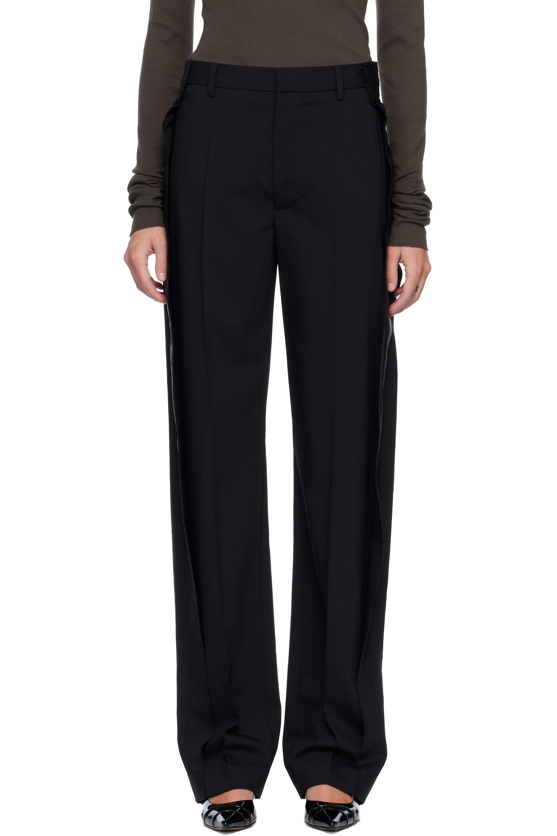 MM6 Maison Margiela - Pantalon fluide façon tailleur noir en laine