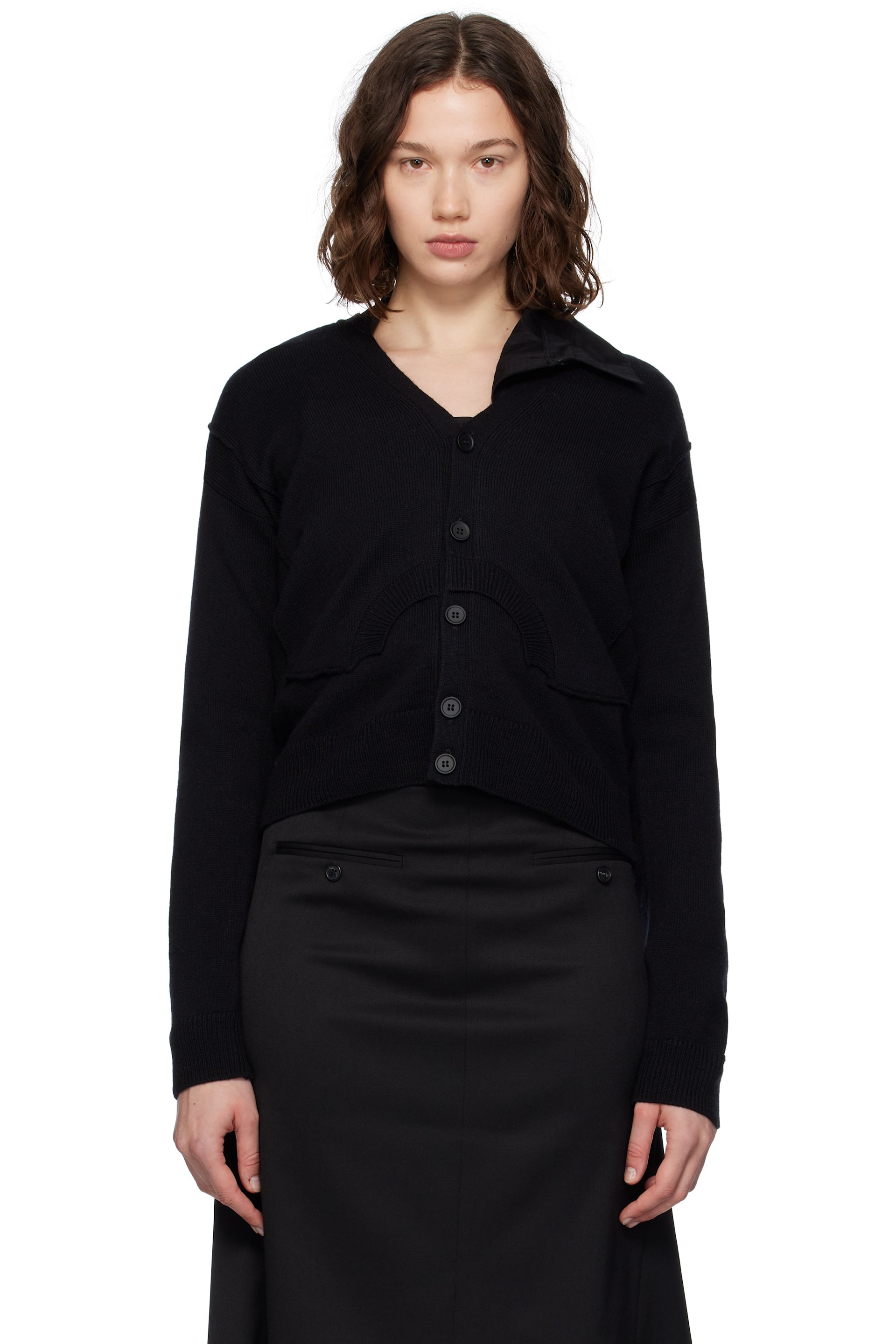 MM6 Maison Margiela - Cardigan noir en laine