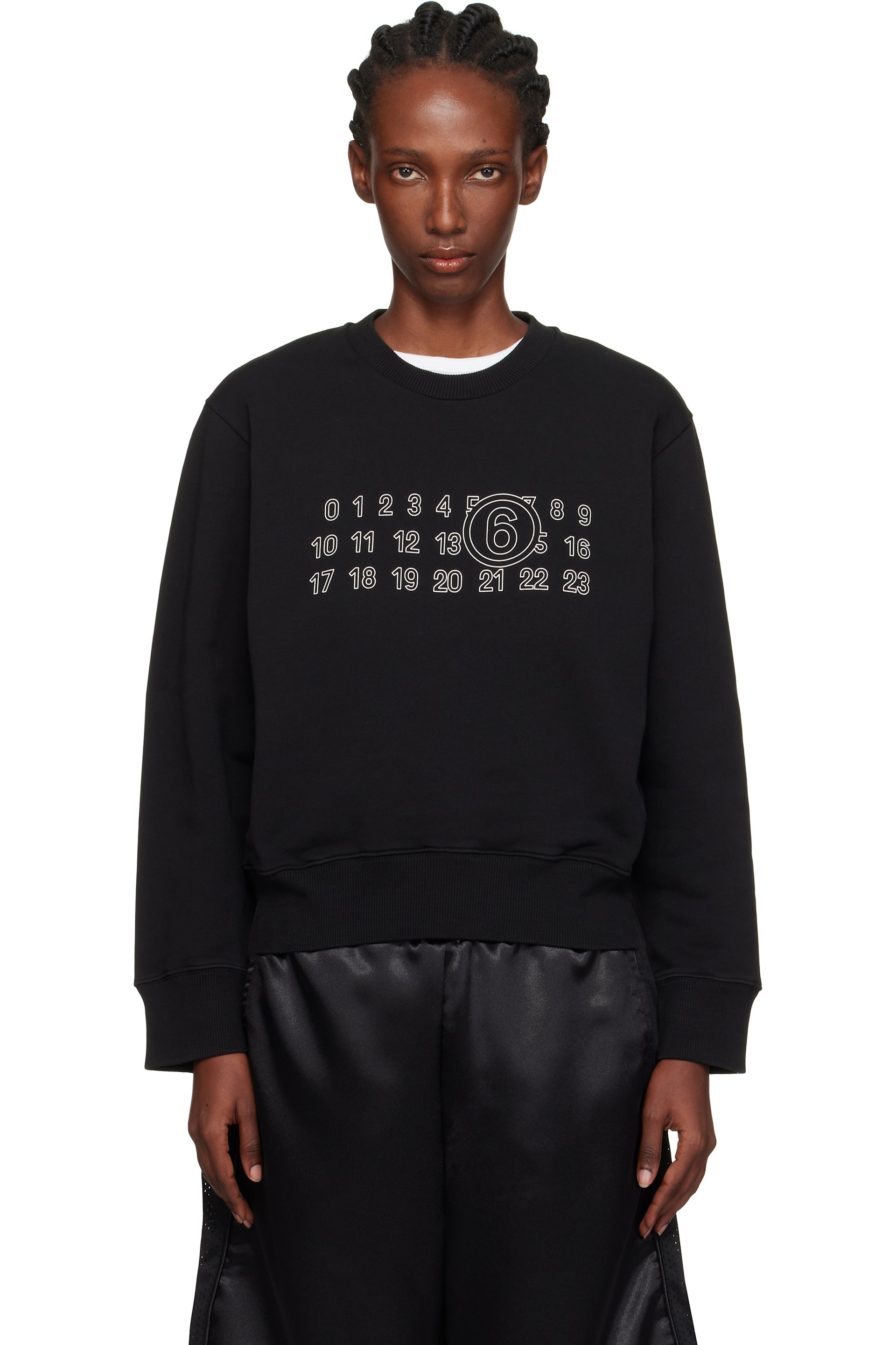 MM6 Maison Margiela: ブラック Unbrushed Sweat Jersey スウェット 