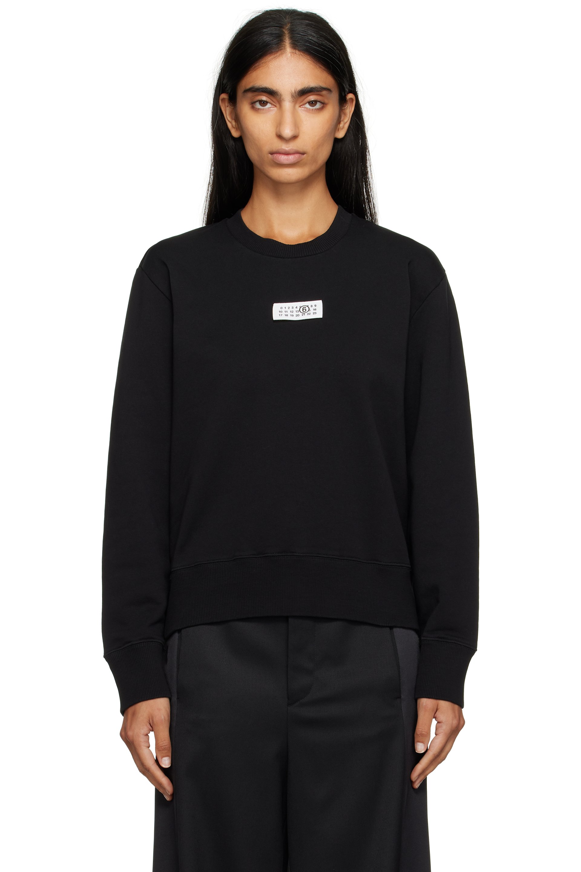 MM6 Maison Margiela - Pull molletonné noir à écusson à logo