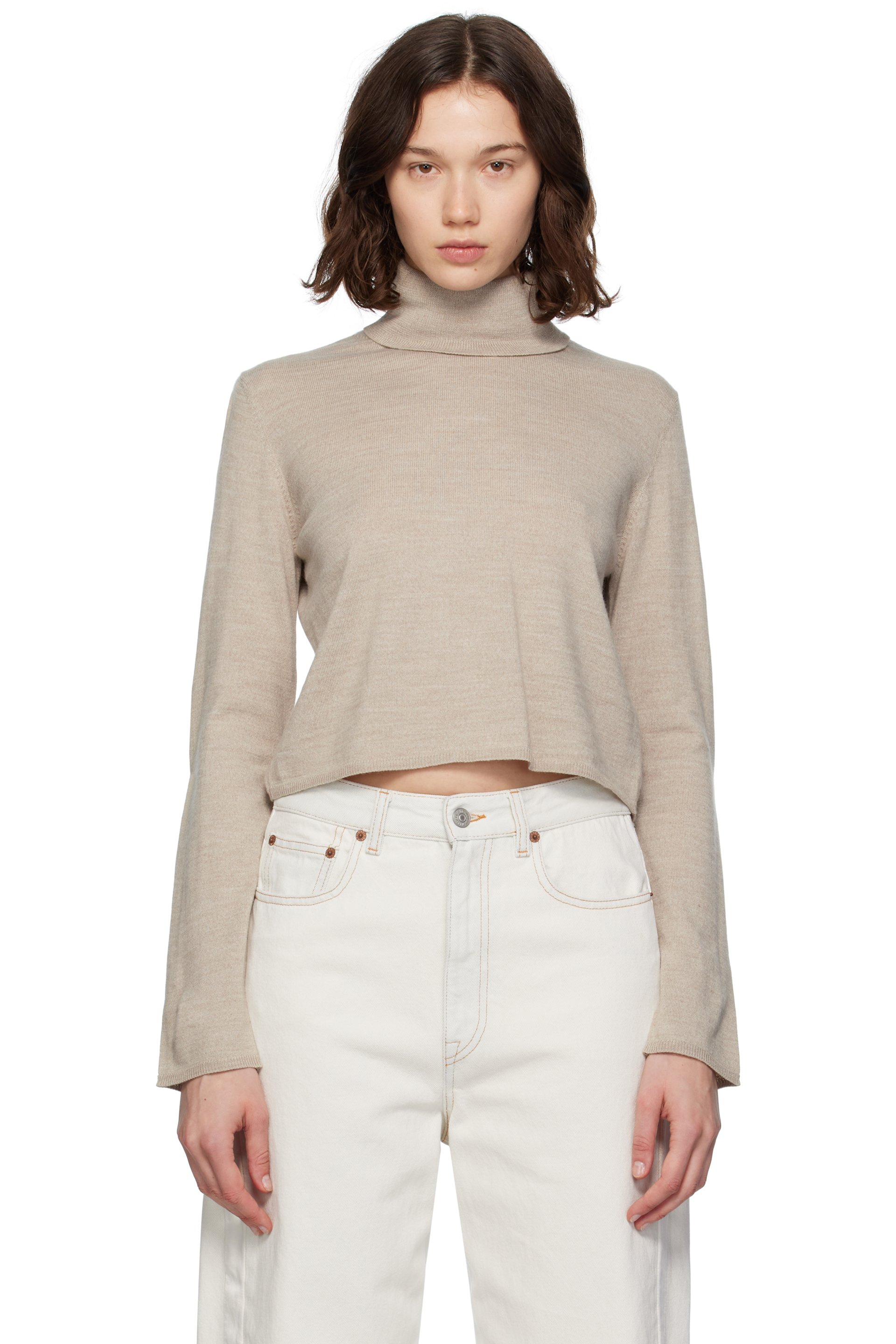 MM6 Maison Margiela - Col roulé taupe en tricot