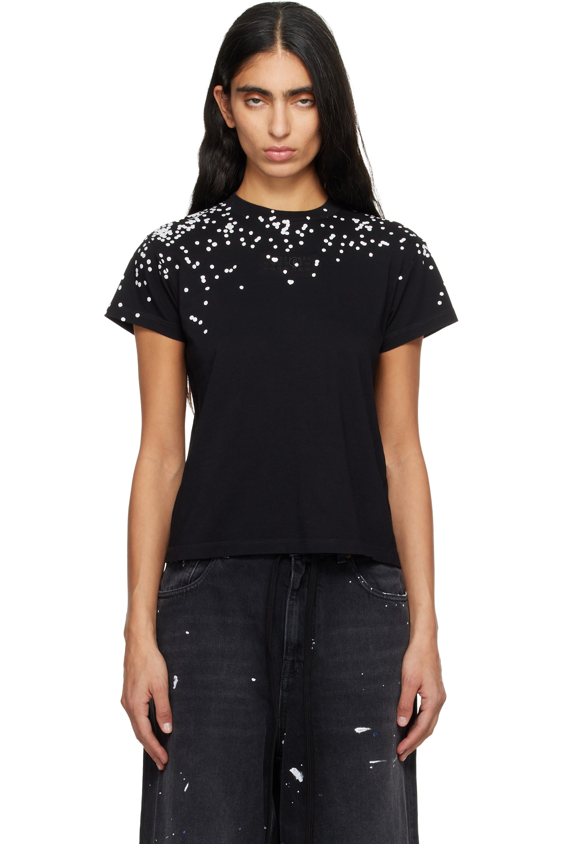 MM6 Maison Margiela - T-shirt noir en jersey de coton
