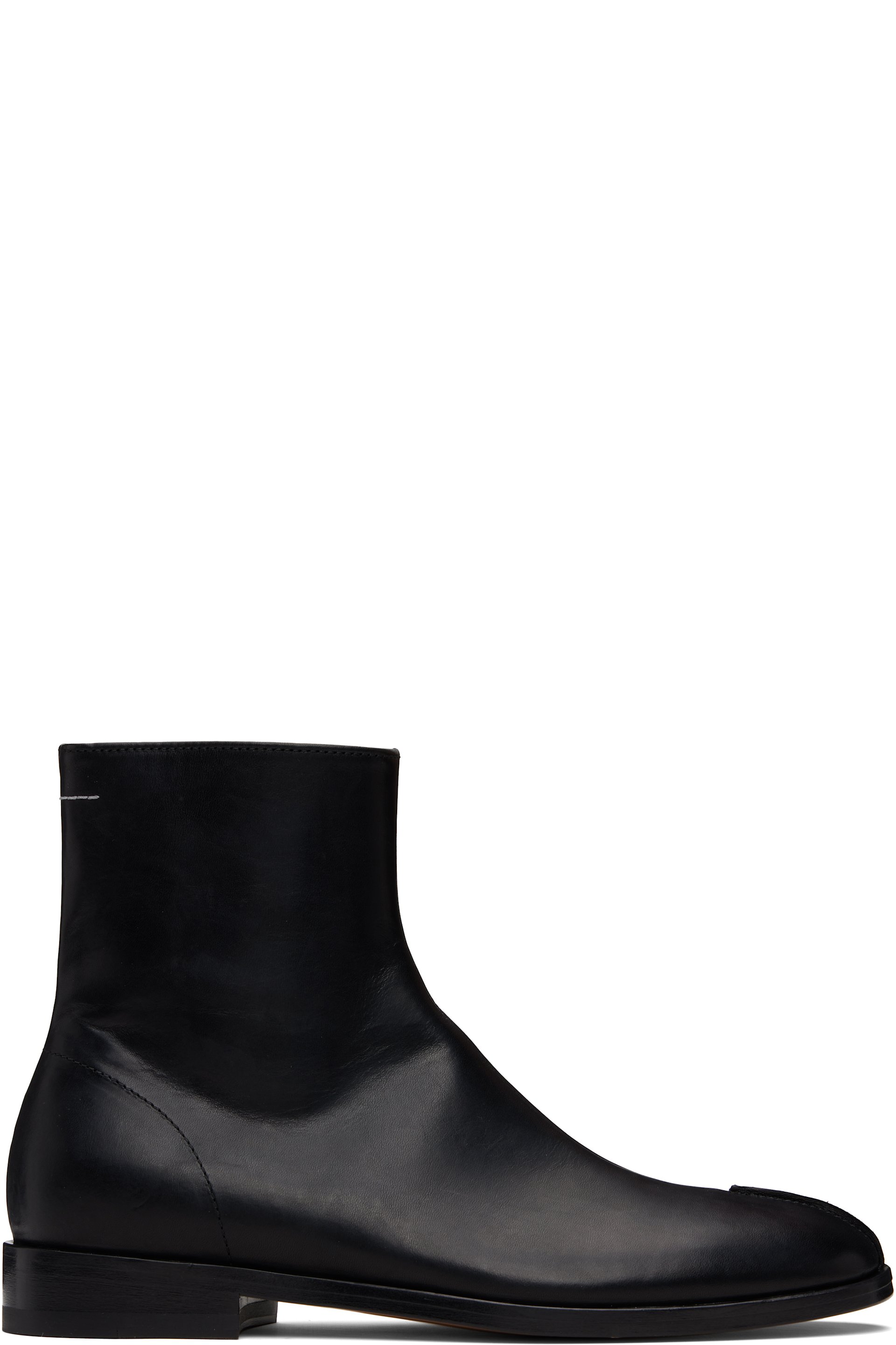 MM6 Maison Margiela - Black Shiny Vegetable Tanned Leather Trunk Boots