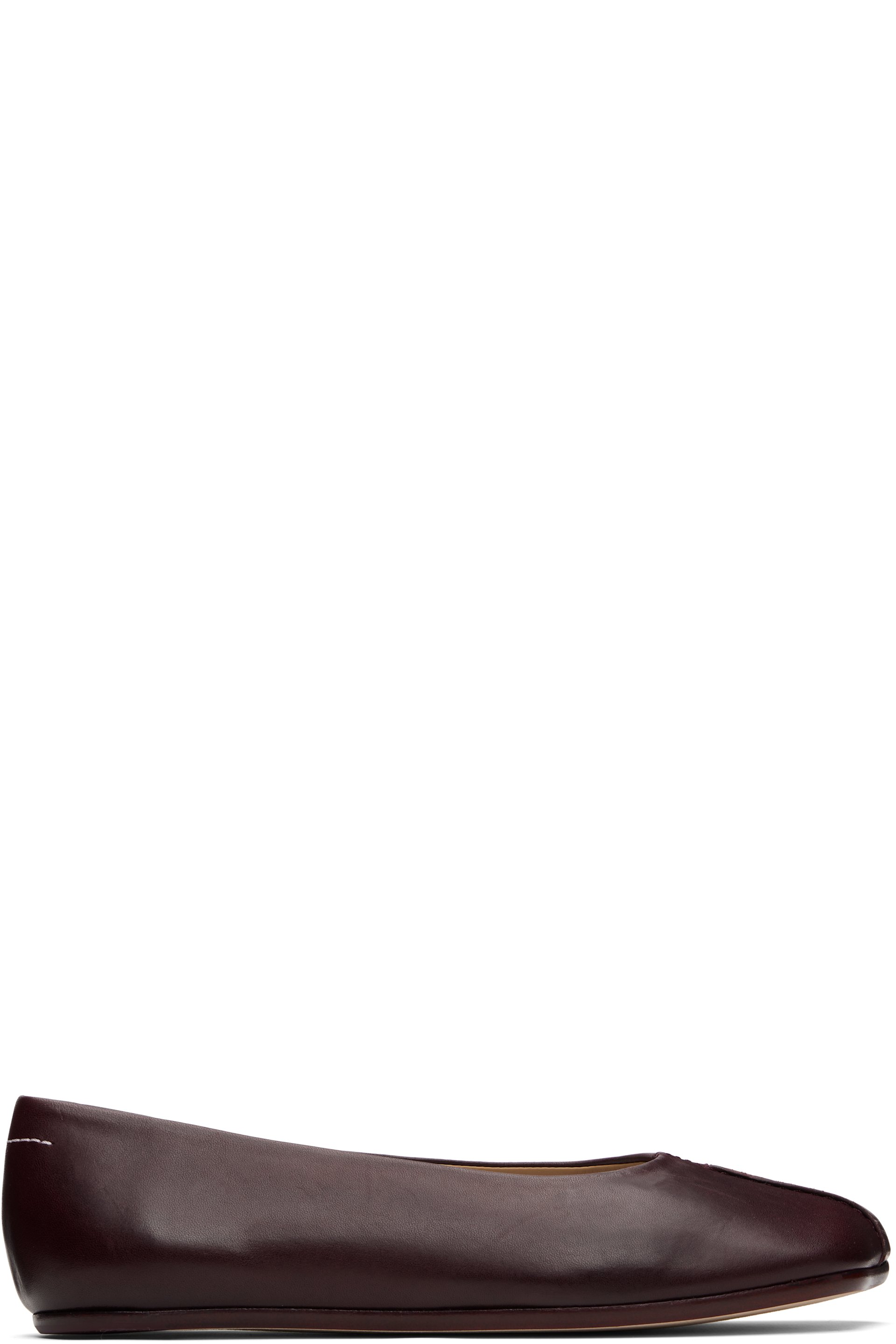MM6 Maison Margiela - Burgundy Stitch-out Leather Ballerina Flats