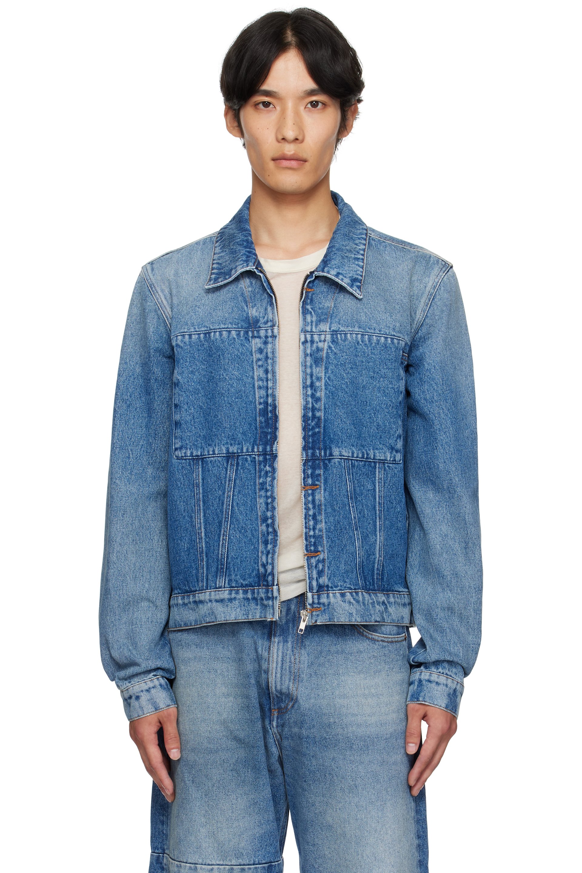 MM6 Maison Margiela: ブルー 長袖 デニムシャツ | SSENSE 日本