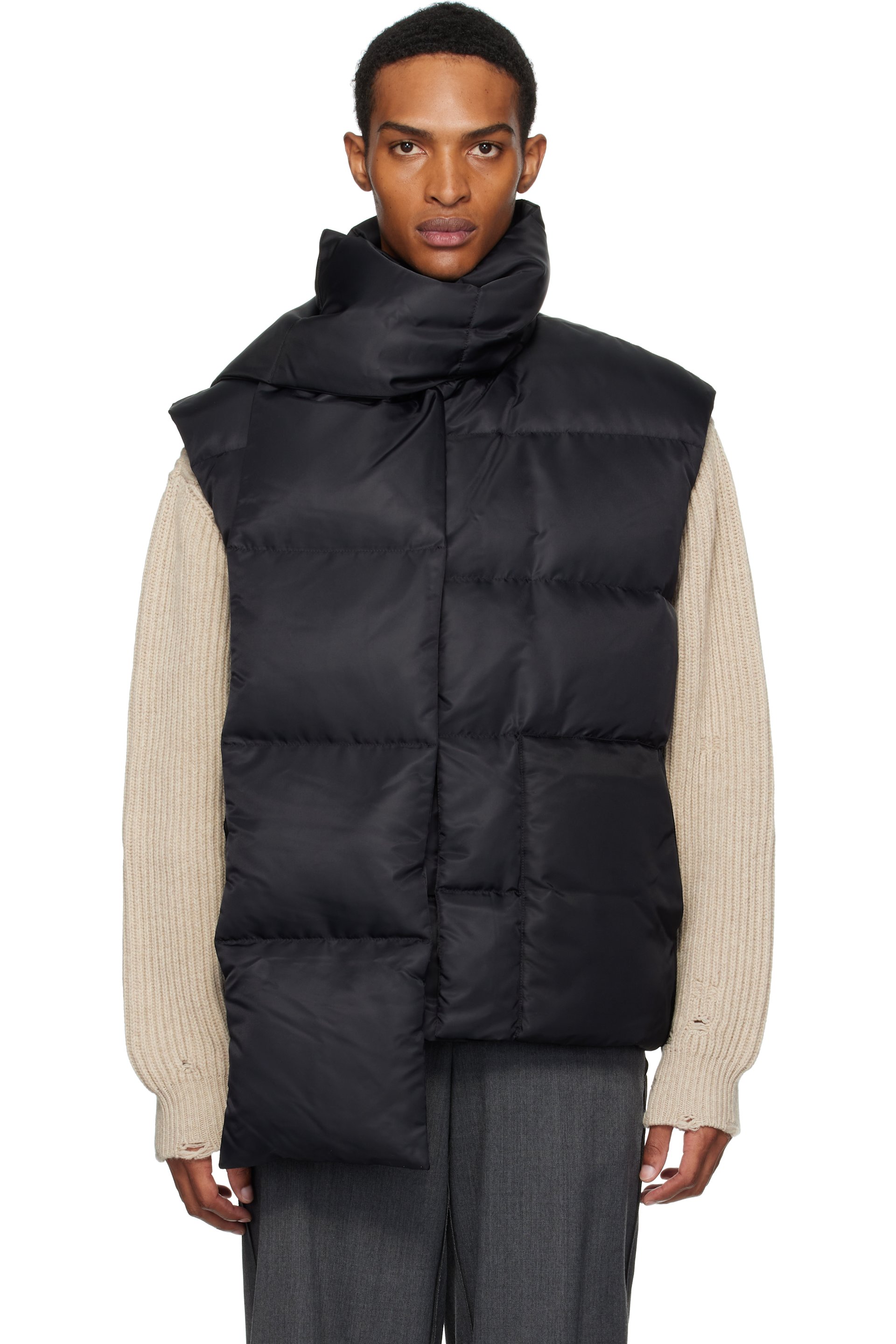 MM6 Maison Margiela - Black Scarf Down Vest