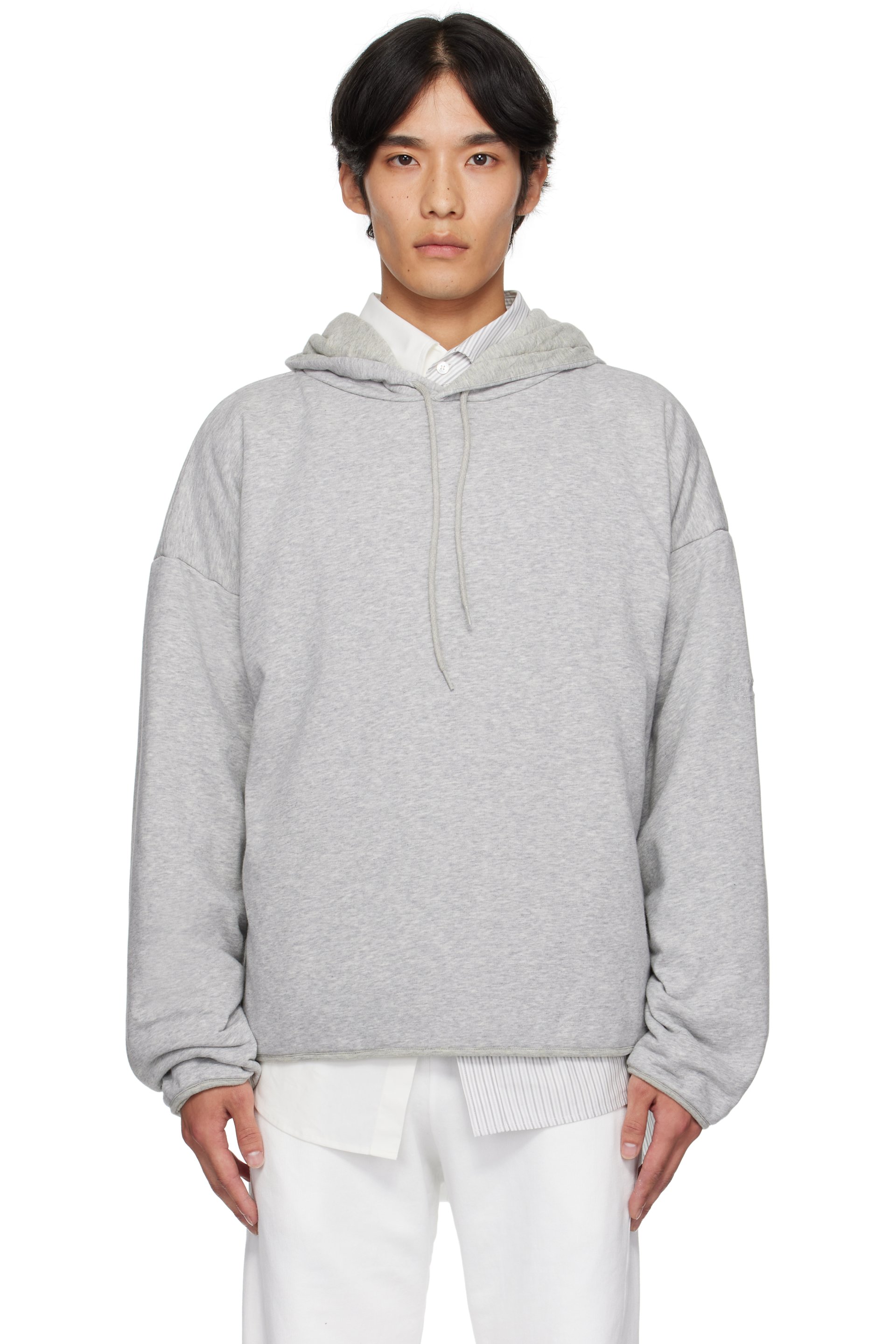 MM6 Maison Margiela - Pull à capuche gris à cordon coulissant