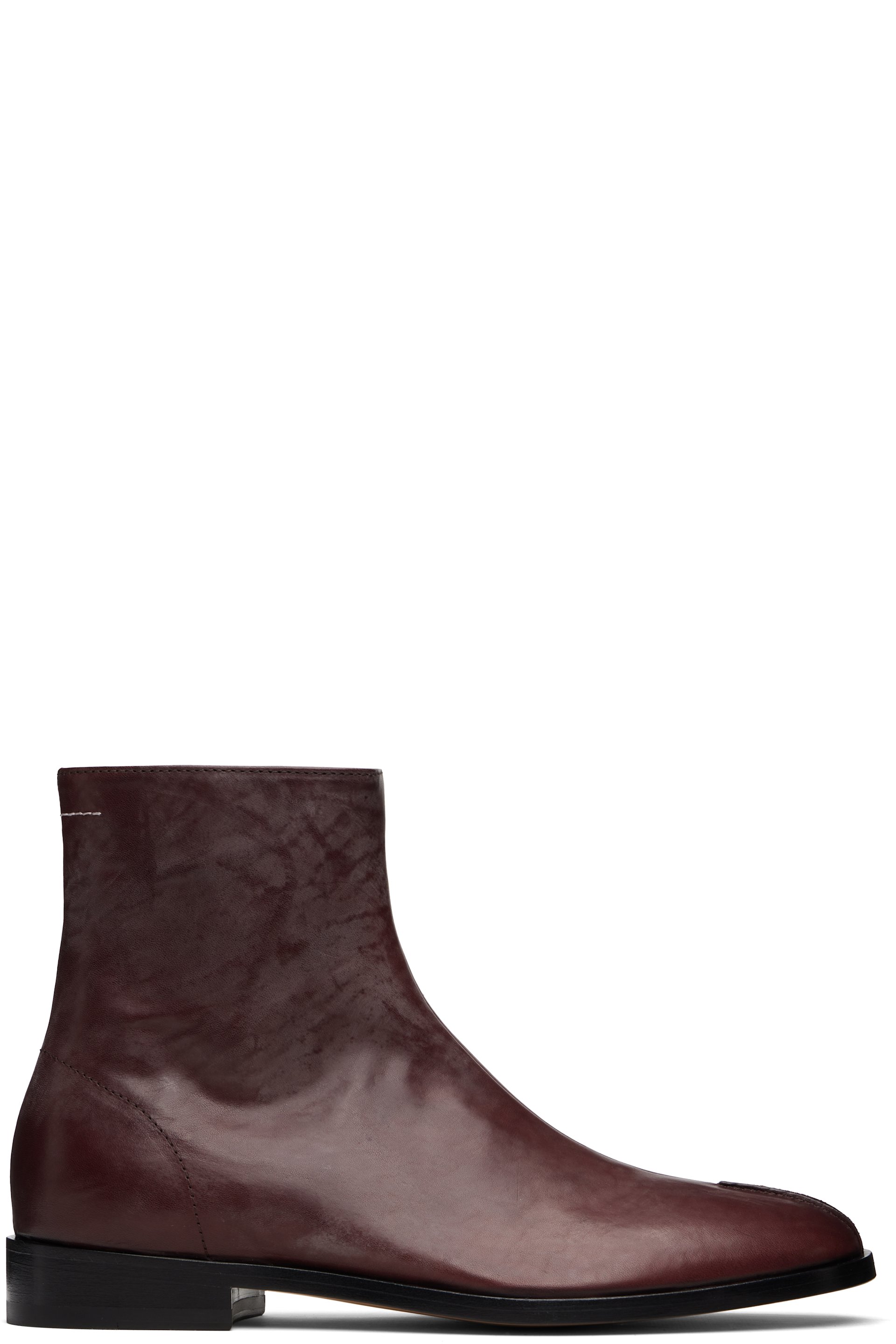 MM6 Maison Margiela - Burgundy New Classic Stitch Ankle Boots