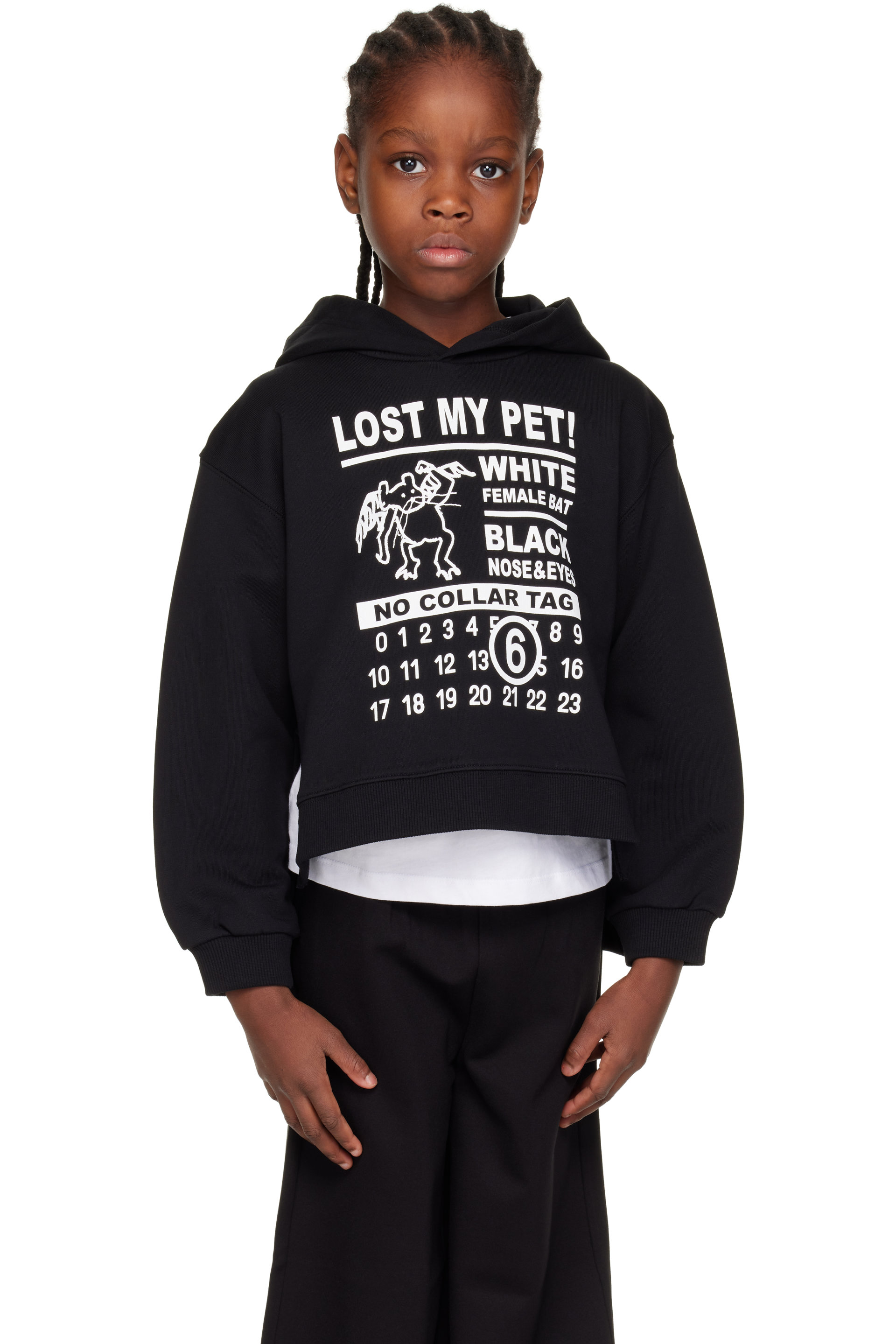 MM6 Maison Margiela - Kids Black Printed-Logo Hoodie