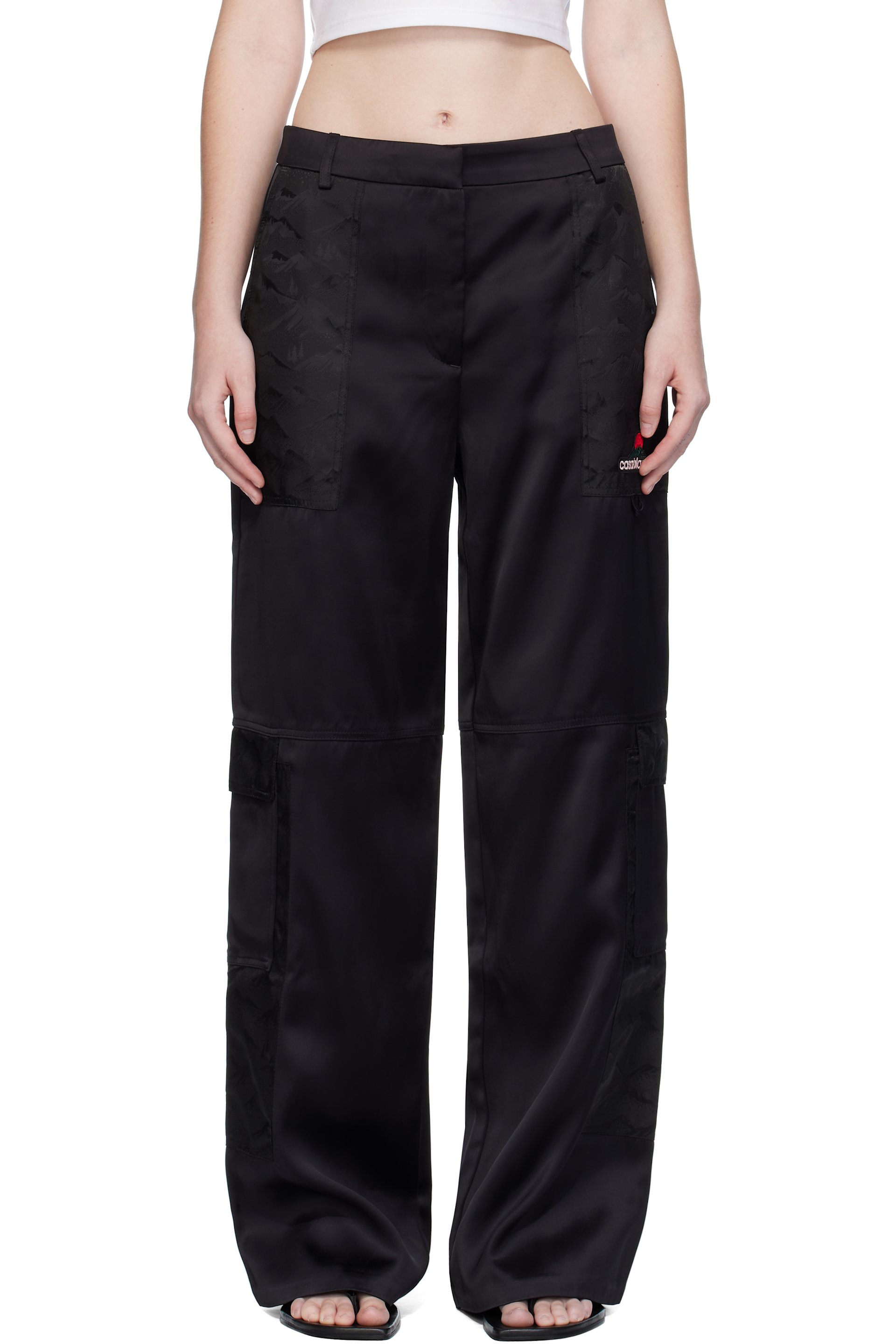 Casablanca - Pantalon cargo noir à motif Mountain Camo