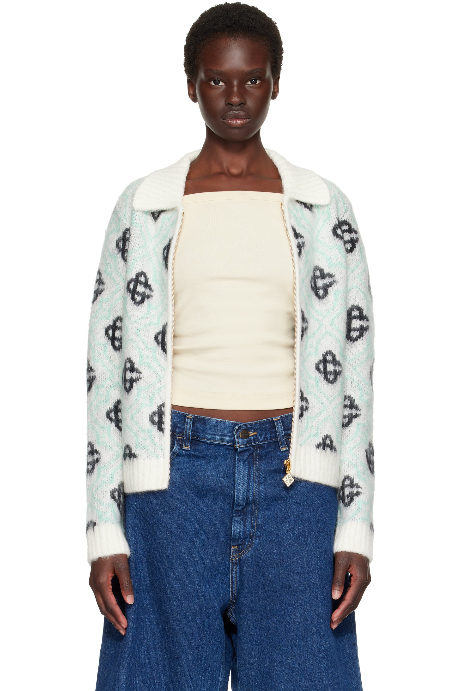 Casablanca - Multicolor Mohair Monogram Zip Cardigan