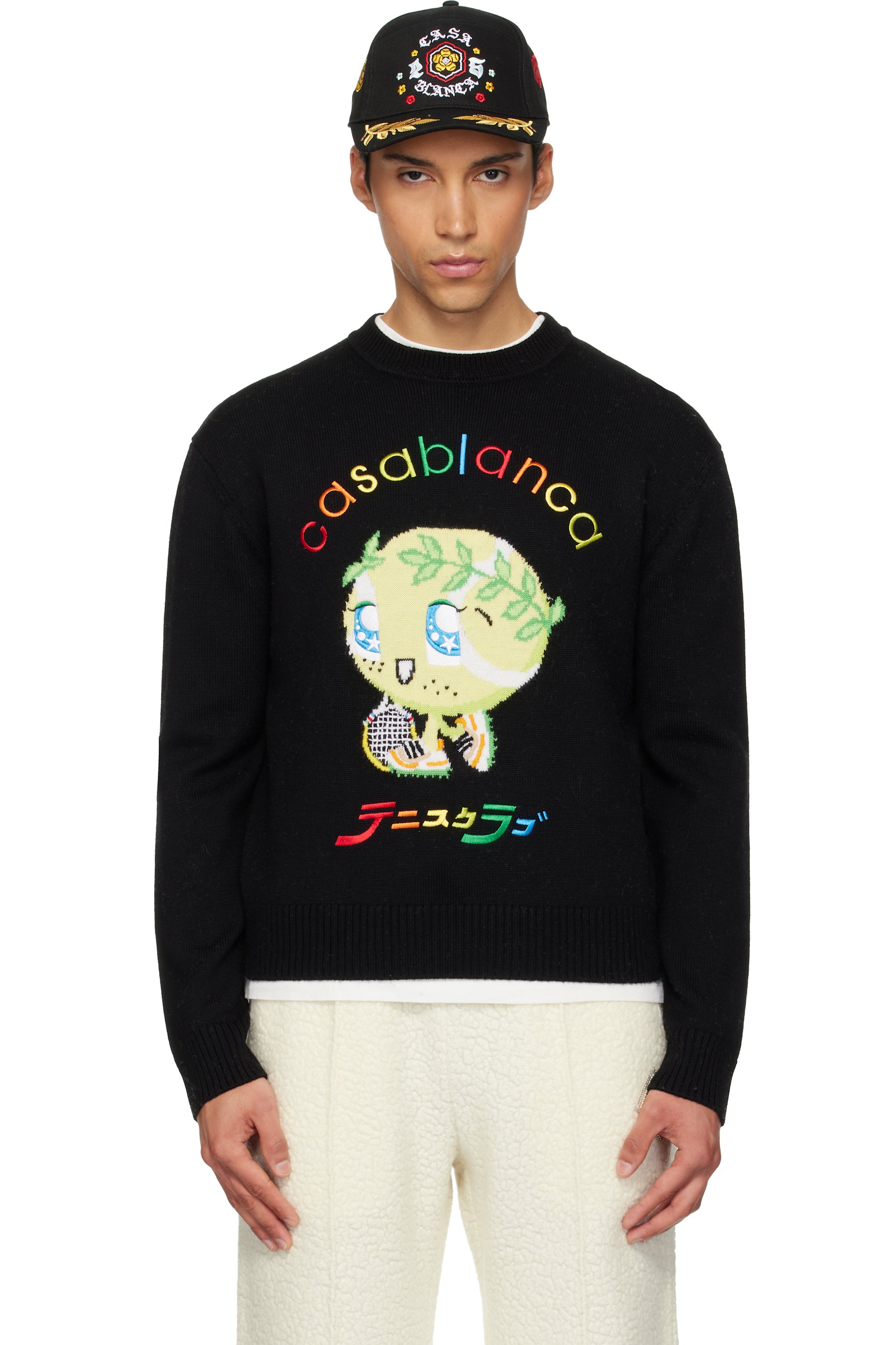 Casablanca - Black Character Intarsia Crew Sweater