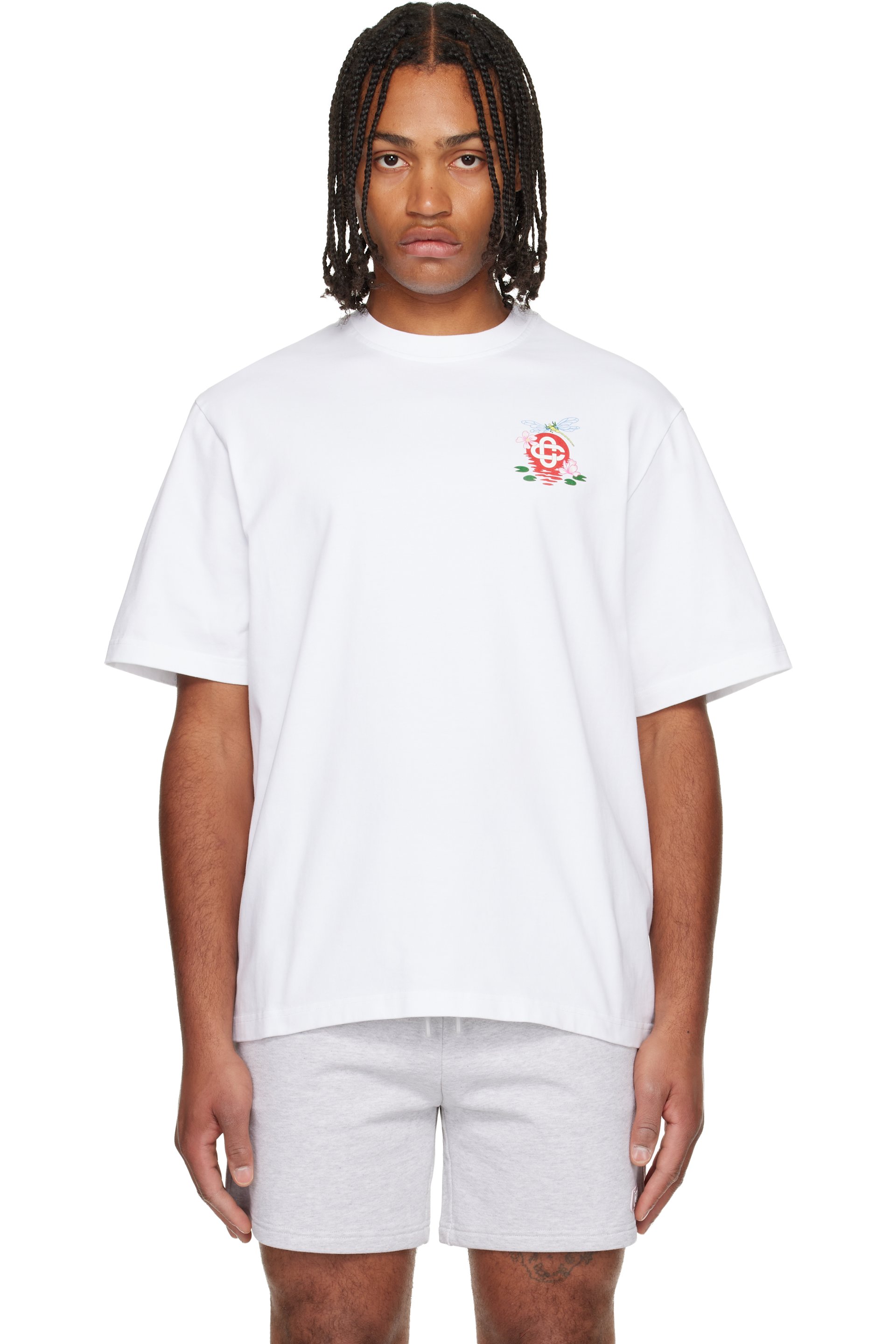 Casablanca - White Dragonfly Floral Oversized Short Sleeve T‑shirt