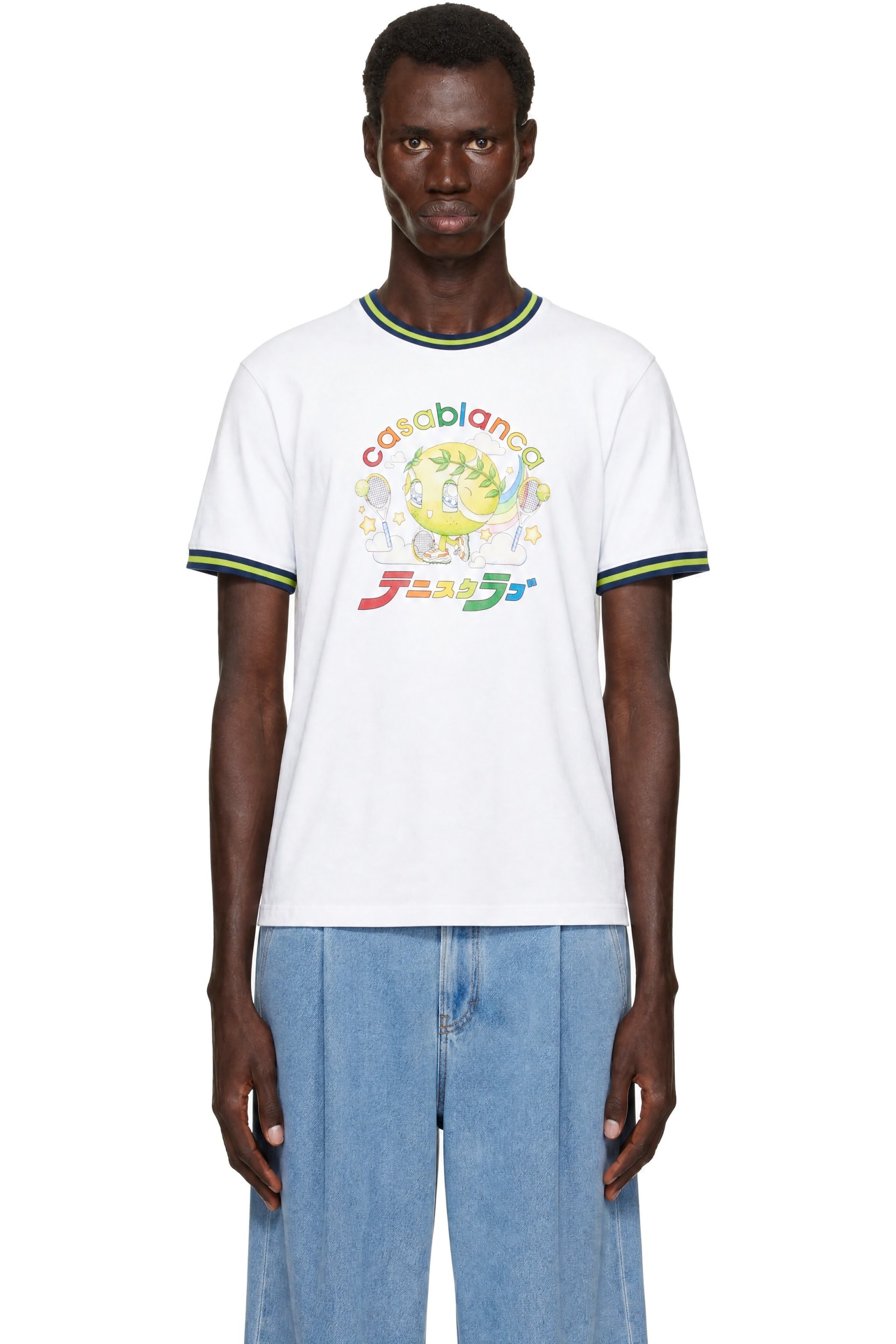 Casablanca - White Contrast Ringer Kawaii Tennis Ball T-shirt