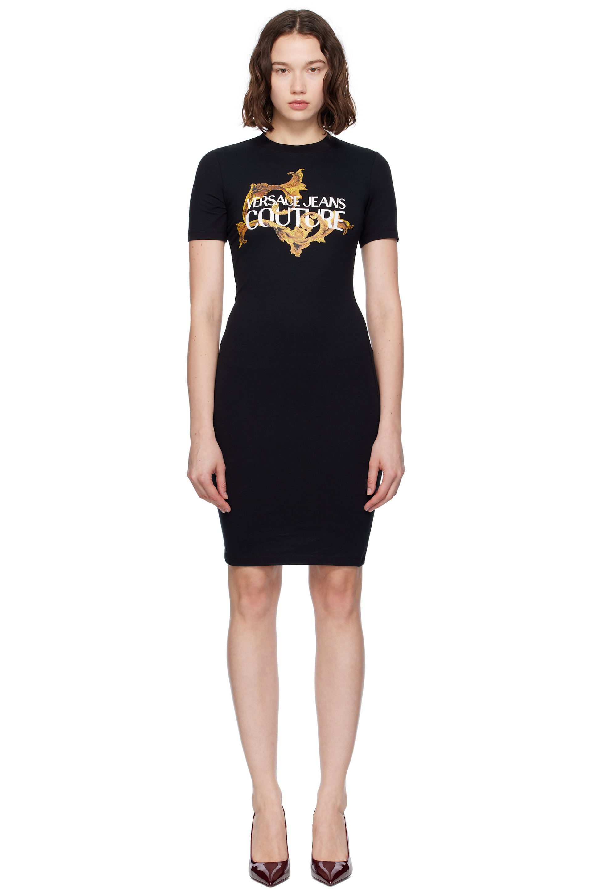 Versace Jeans Couture - Robe courte Vestiti noire en jersey extensible