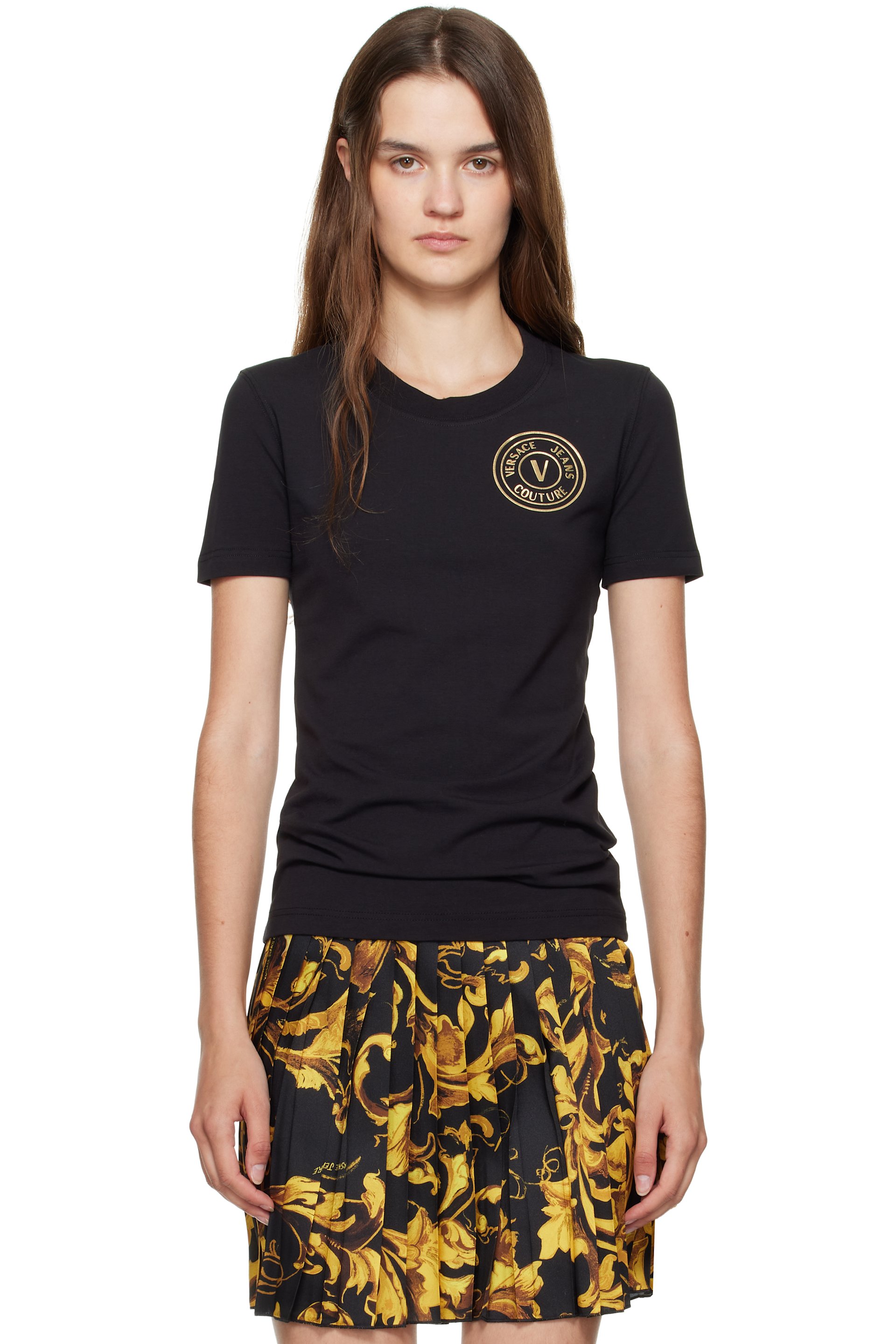 Versace Jeans Couture - T-shirt noir en jersey extensible