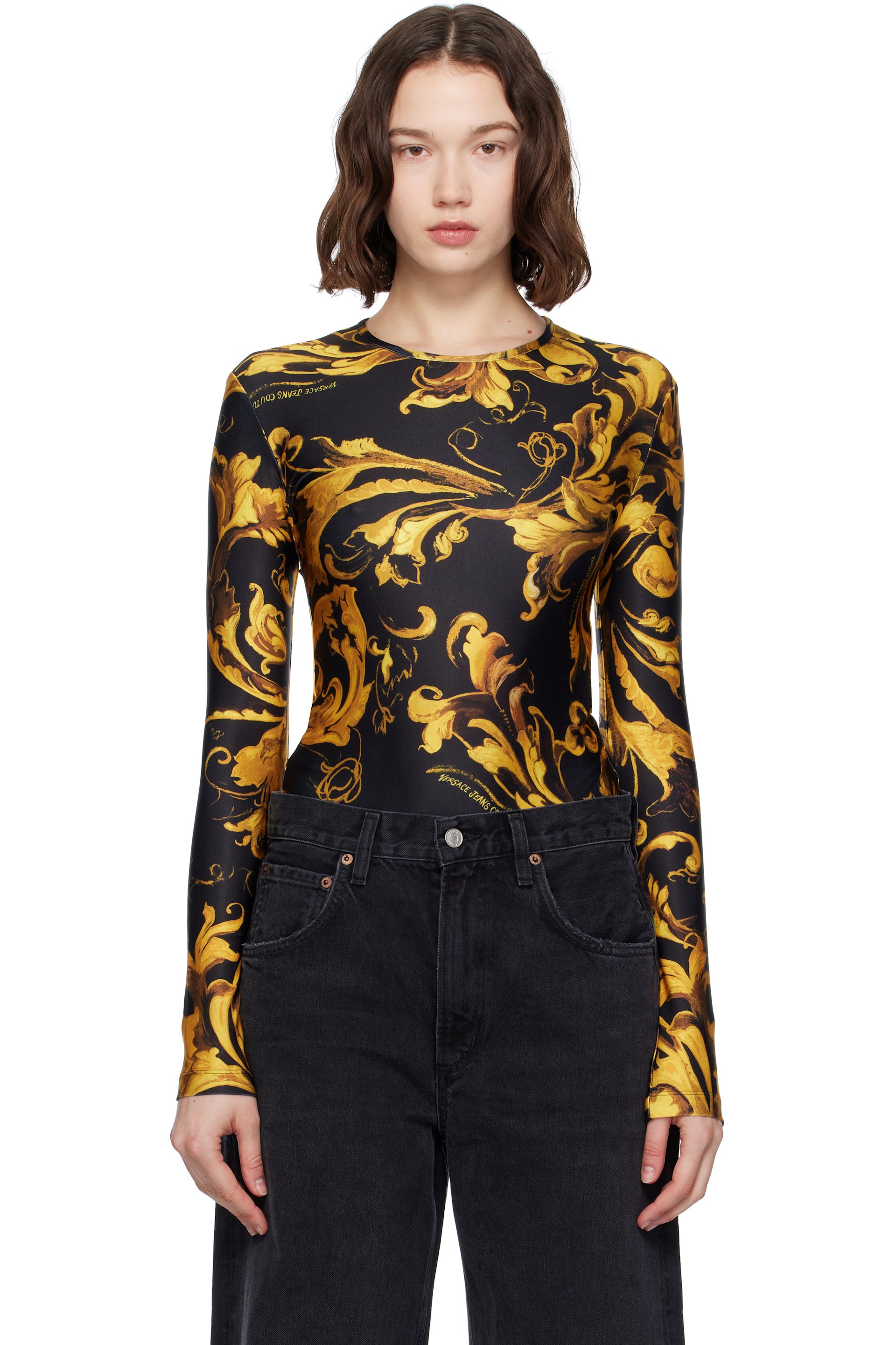 Versace Jeans Couture - Black & Gold Lycra Bodysuit