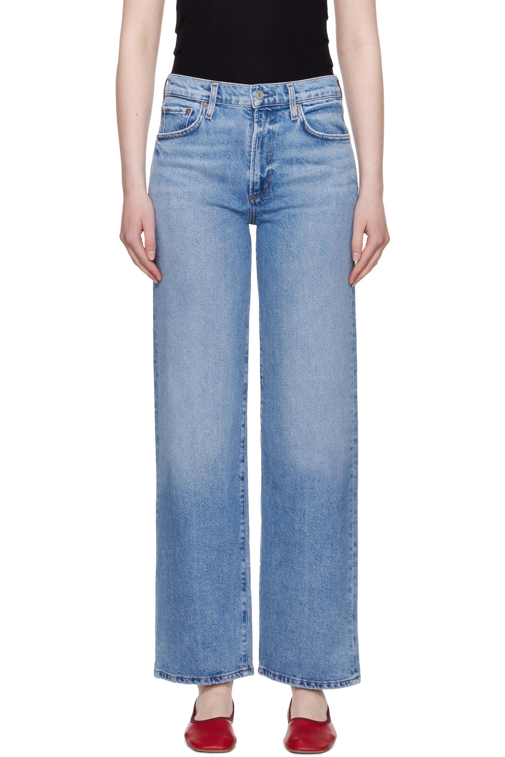 AGOLDE - Jean droit Harper bleu