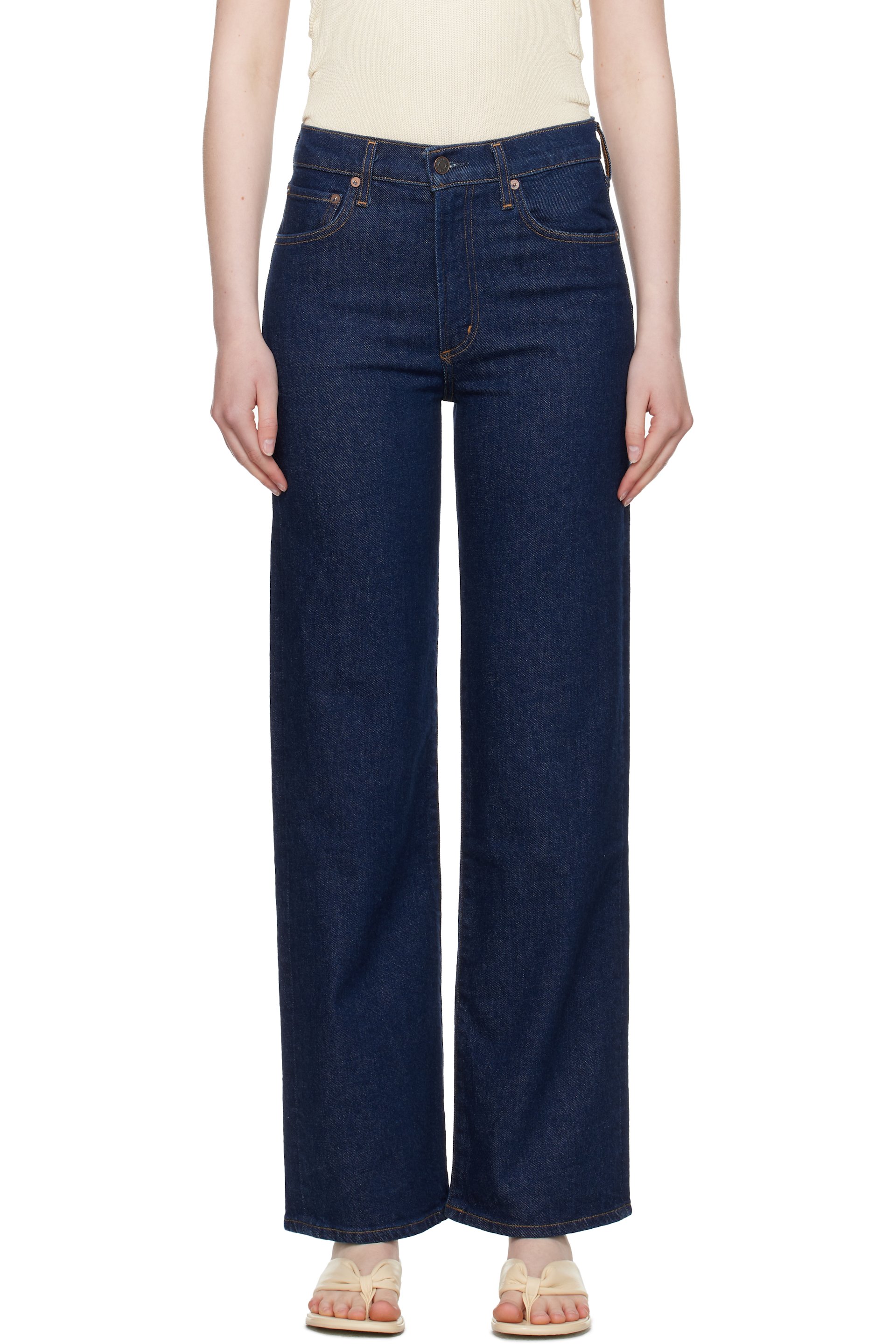 AGOLDE - Jean droit Harper indigo