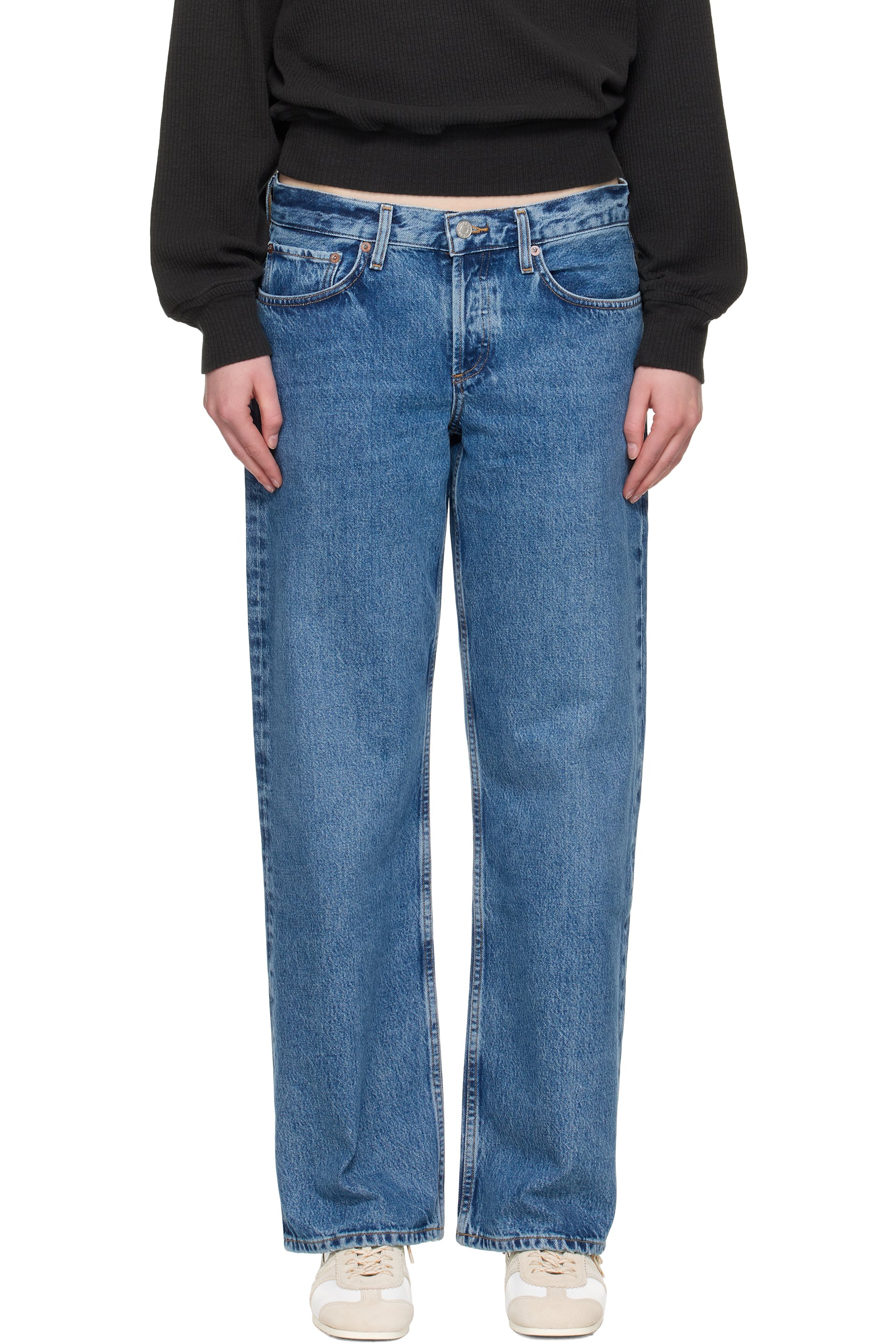 AGOLDE - Jean décontracté bleu à taille basse