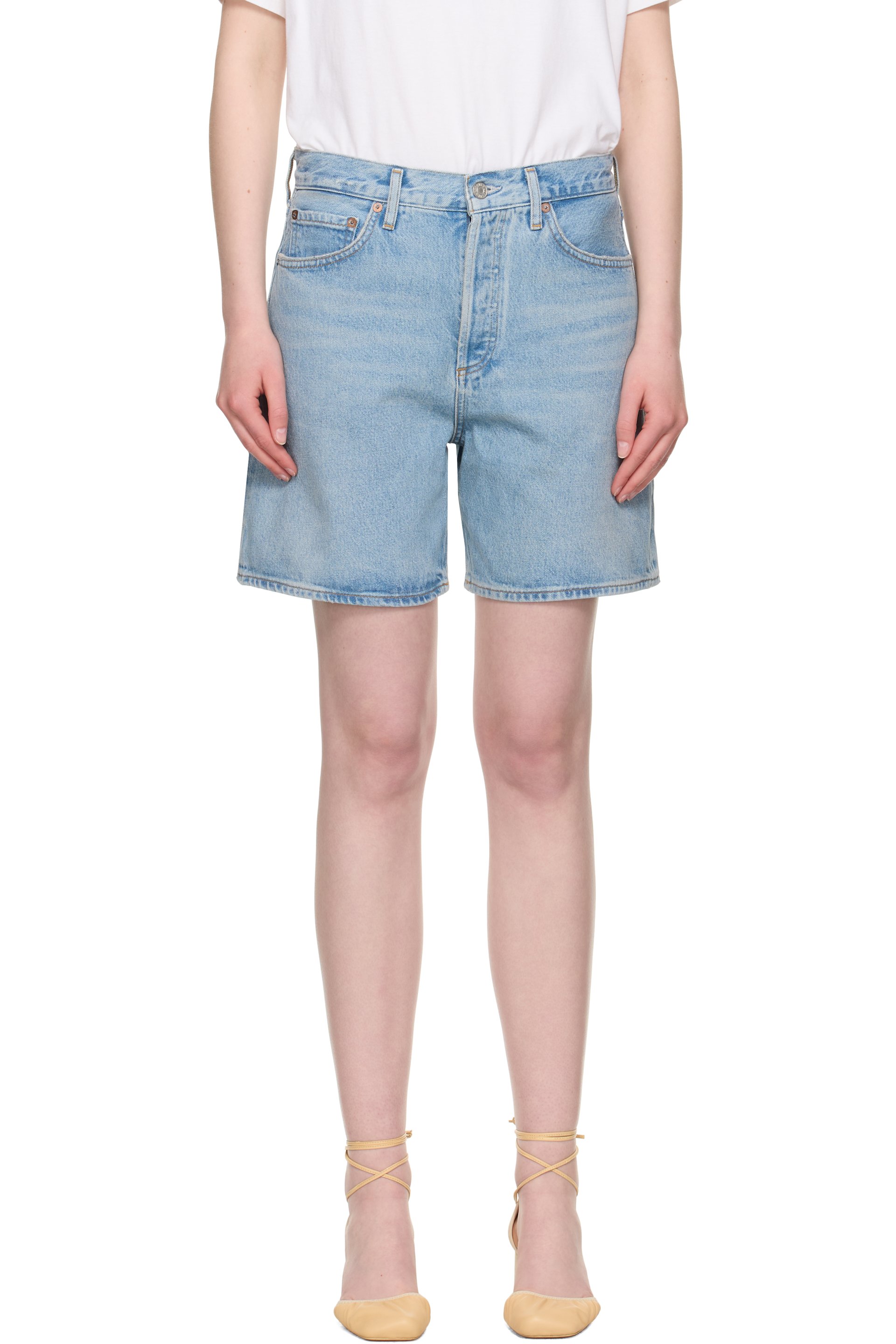 AGOLDE - Short Dame bleu en denim
