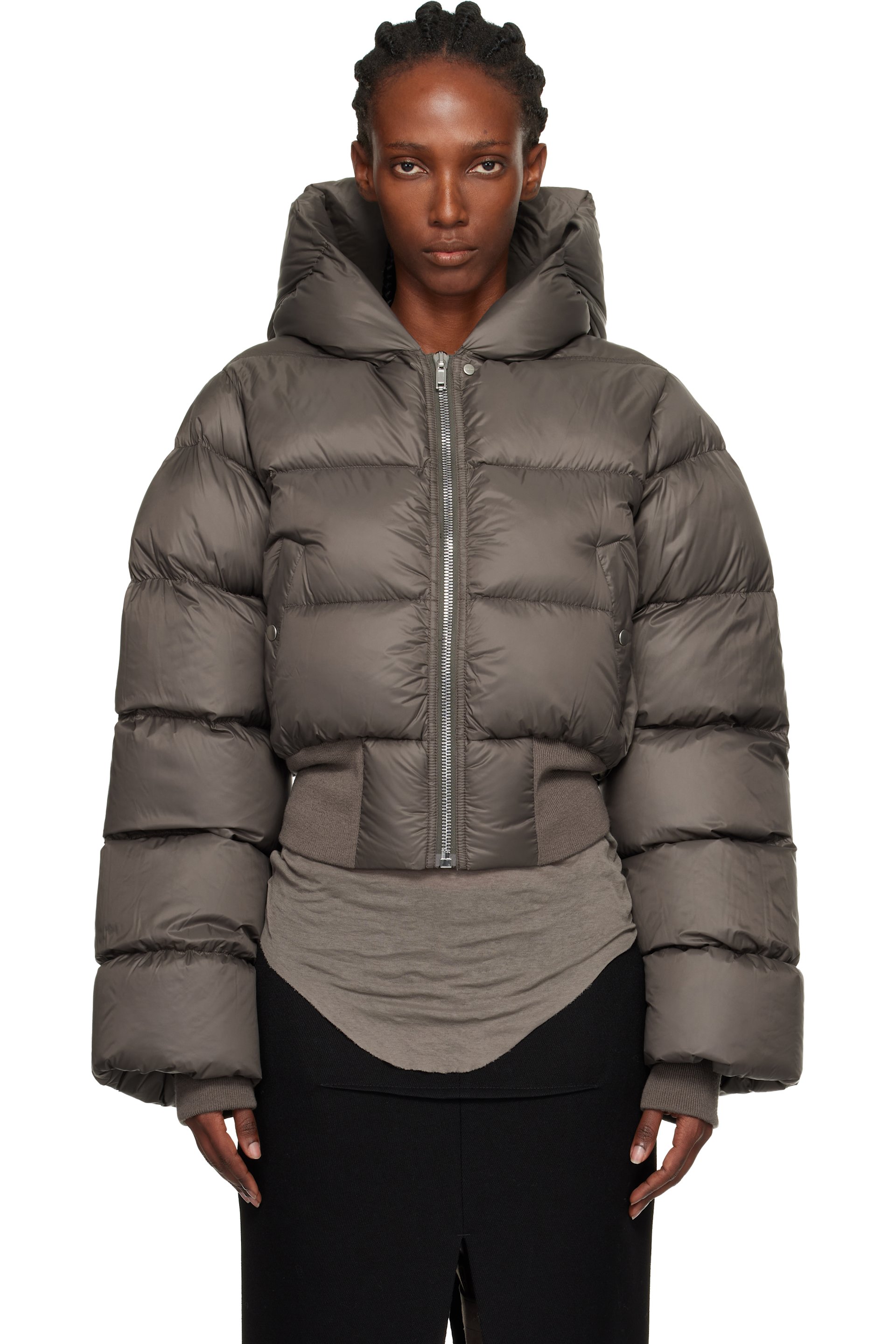 Rick Owens - Gray Concordians Hooded Down Jacket