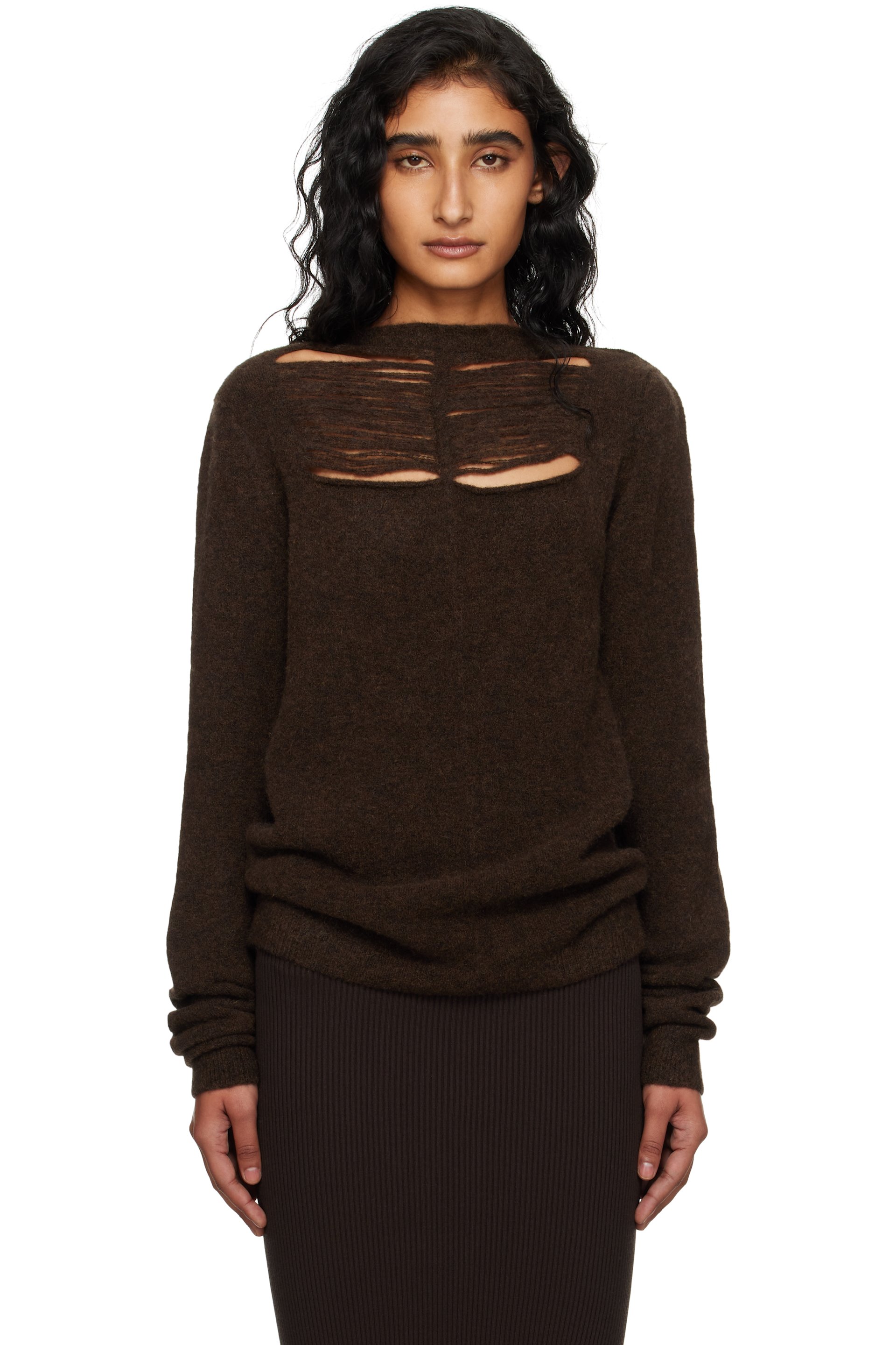Rick Owens - Pull à manches longues brun - Concordians