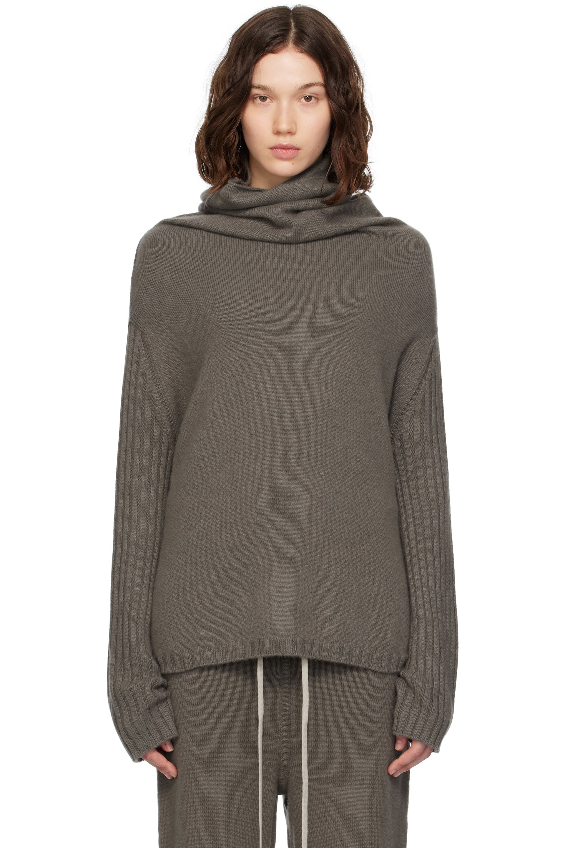 Rick Owens - Col roulé gris en tricot rasé de cachemire - Concordians