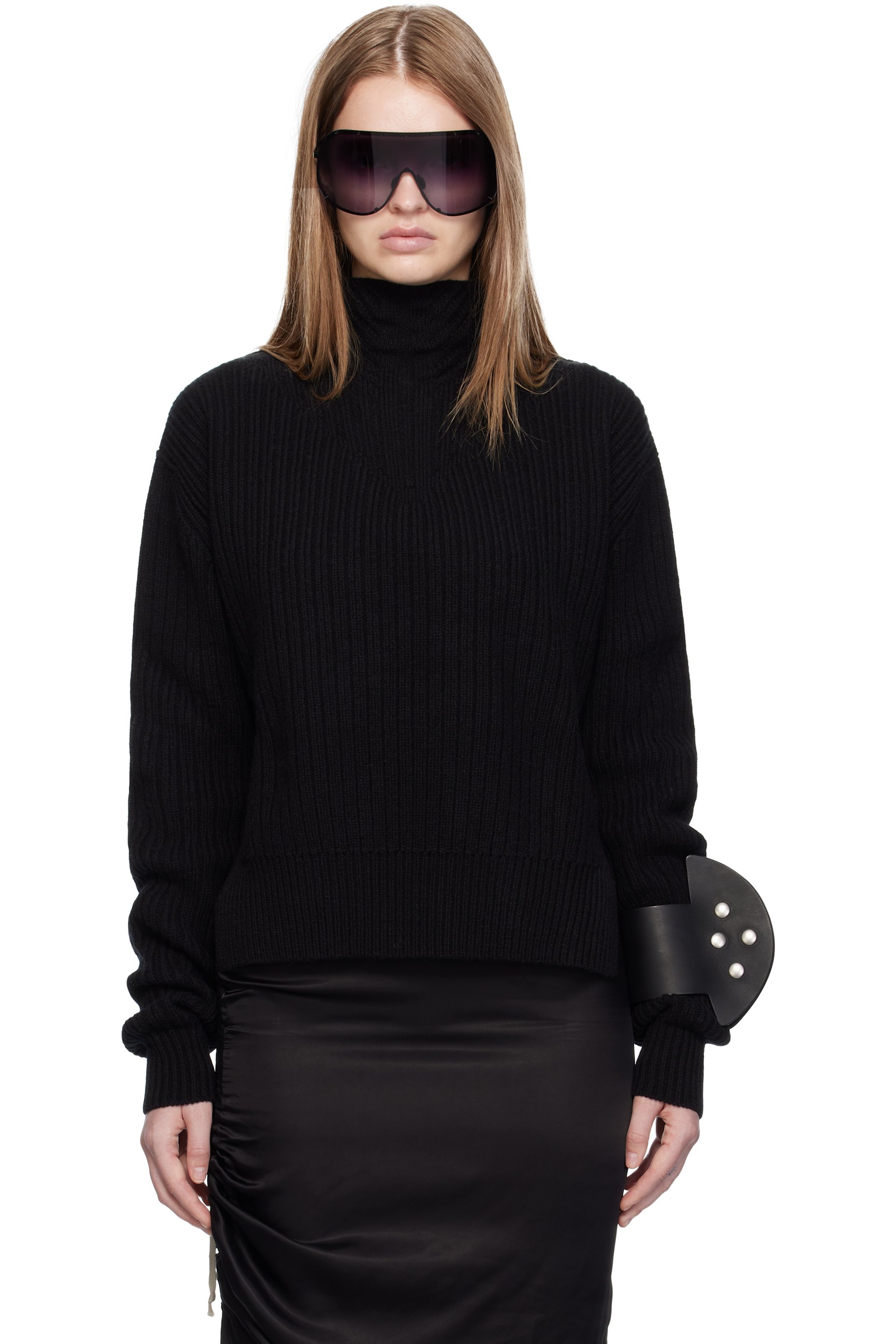 Rick Owens - Col roulé noir en tricot anglais - Concordians