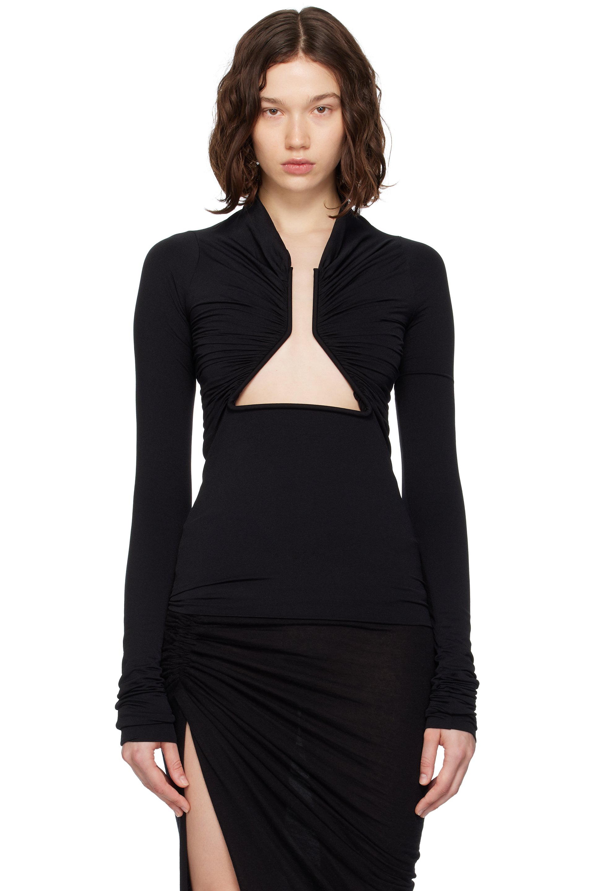 Rick Owens - Haut Allanah noir à ornements Prong - Concordians