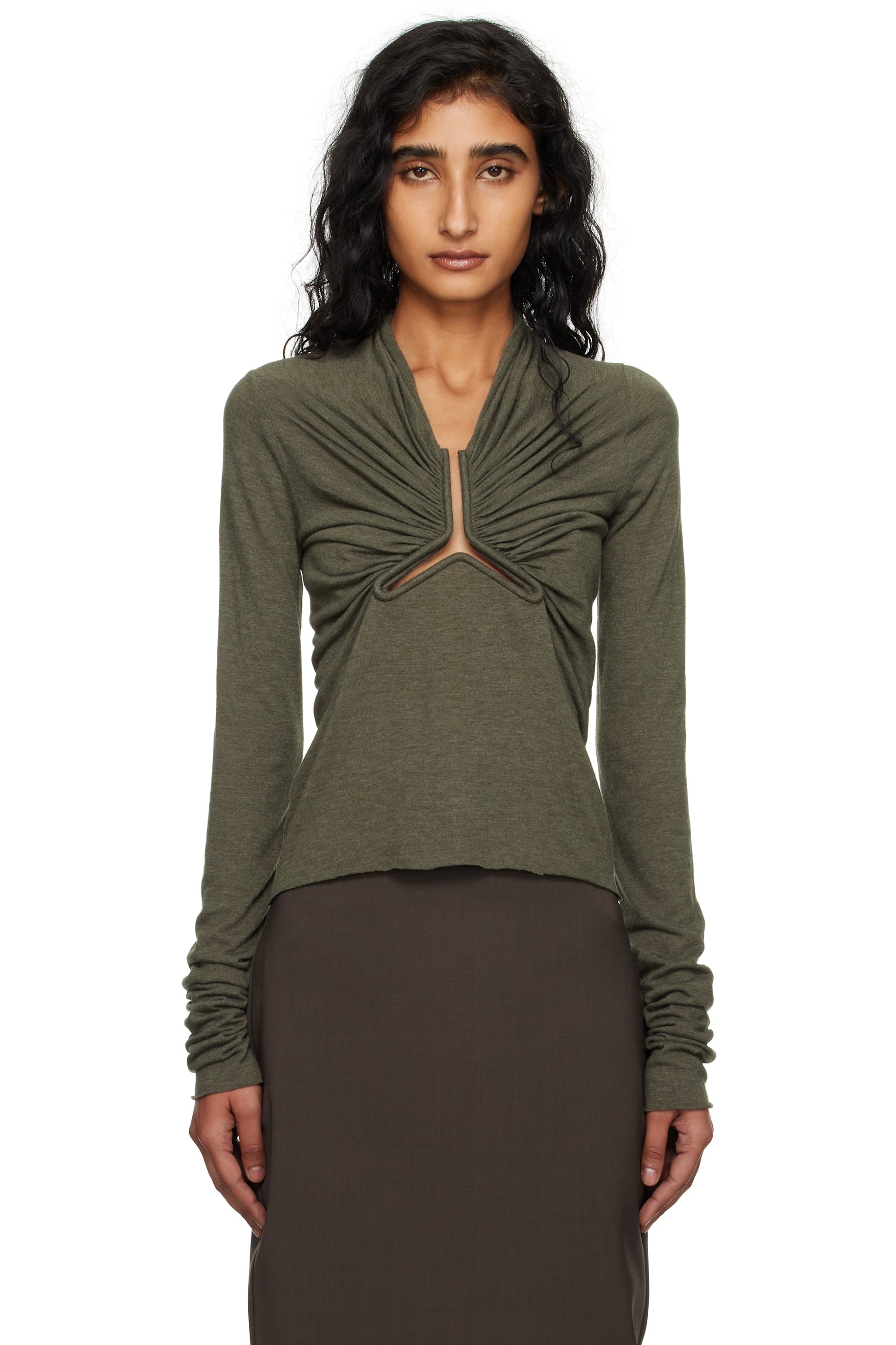 Rick Owens - T-shirt à manches longues Allanah kaki - Concordians
