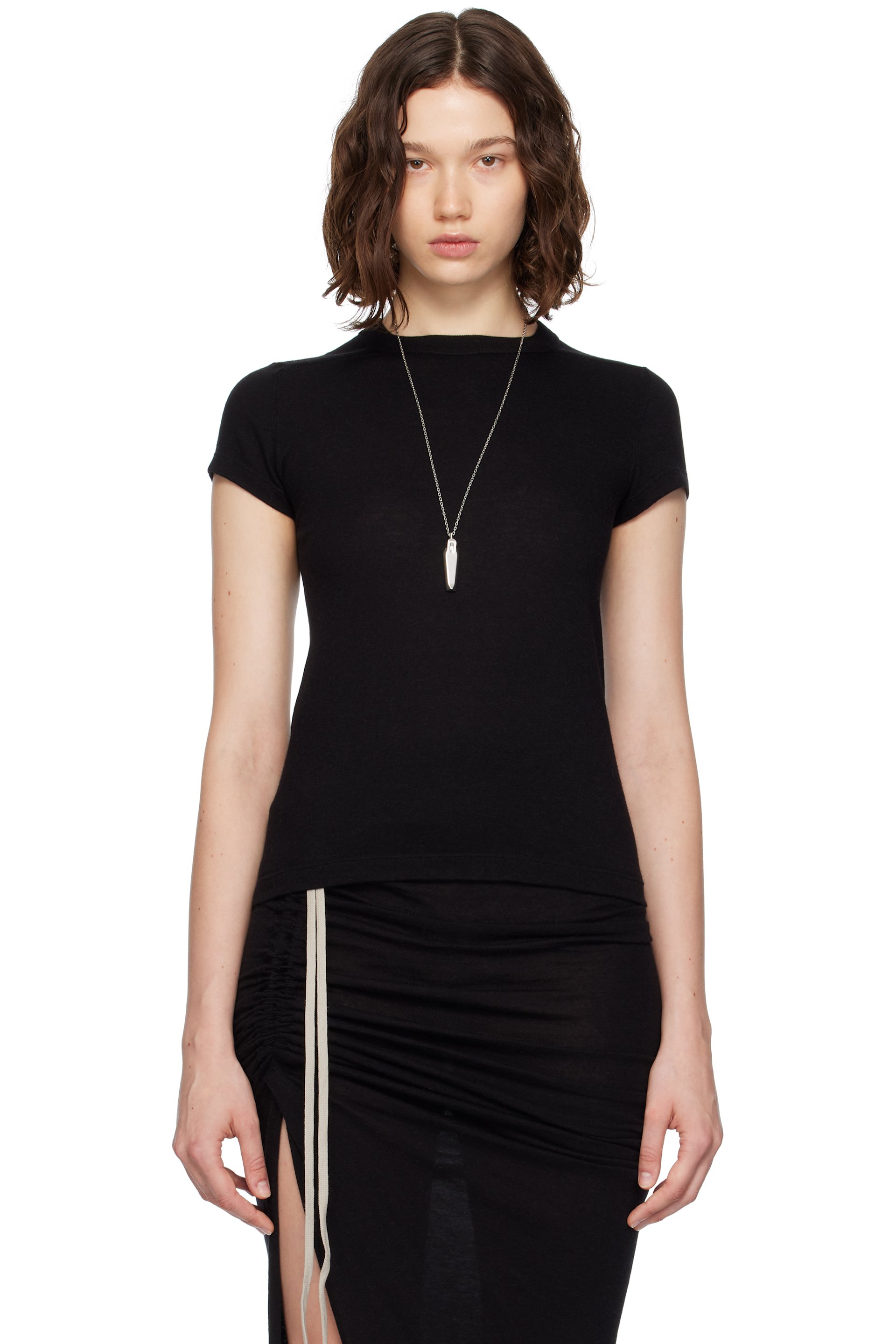 Rick Owens - T-shirt écourté Rainino noir à couture horizontale aux épaules - Concordians