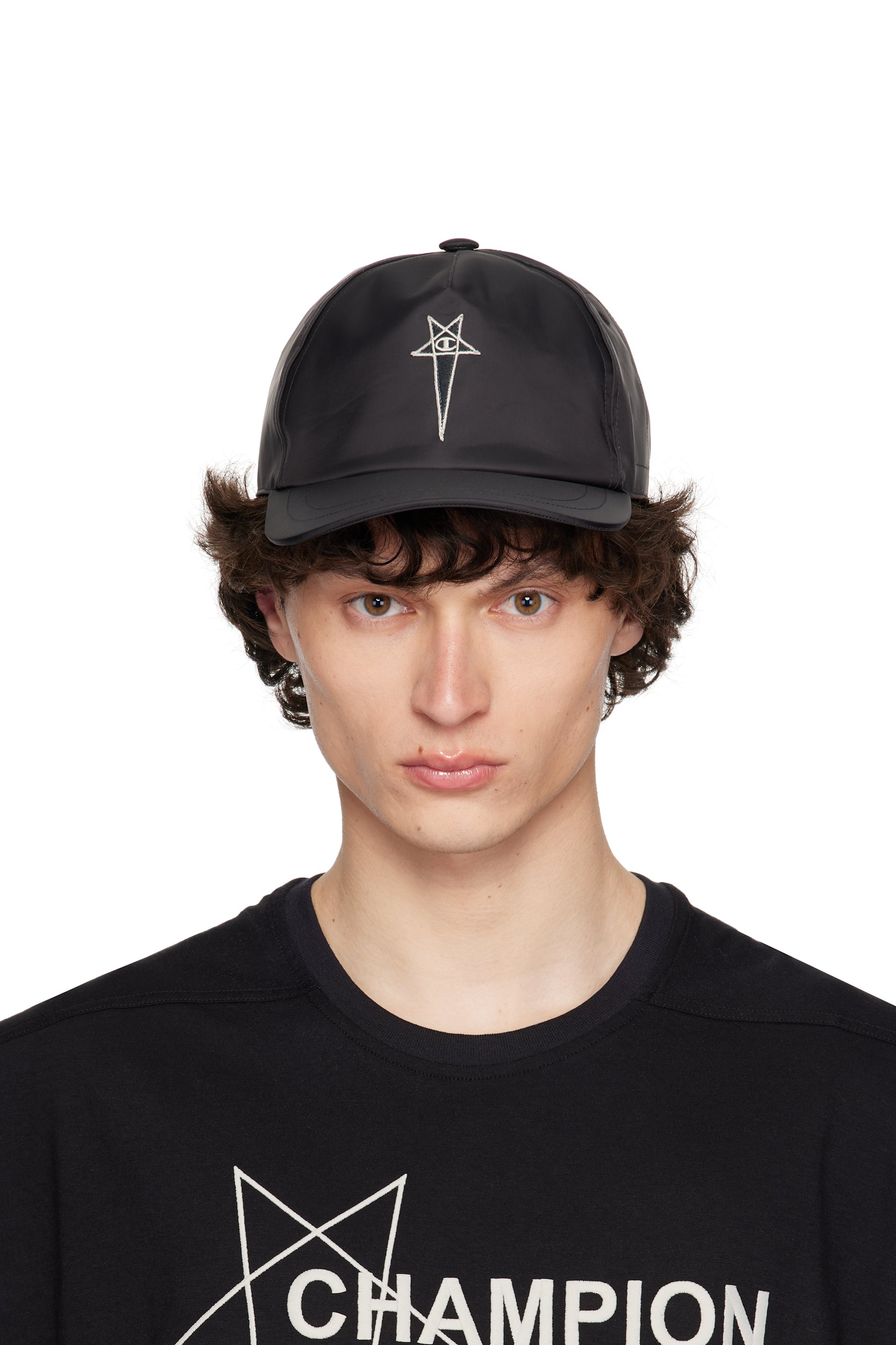 Rick Owens - Casquette de baseball noire édition Champion