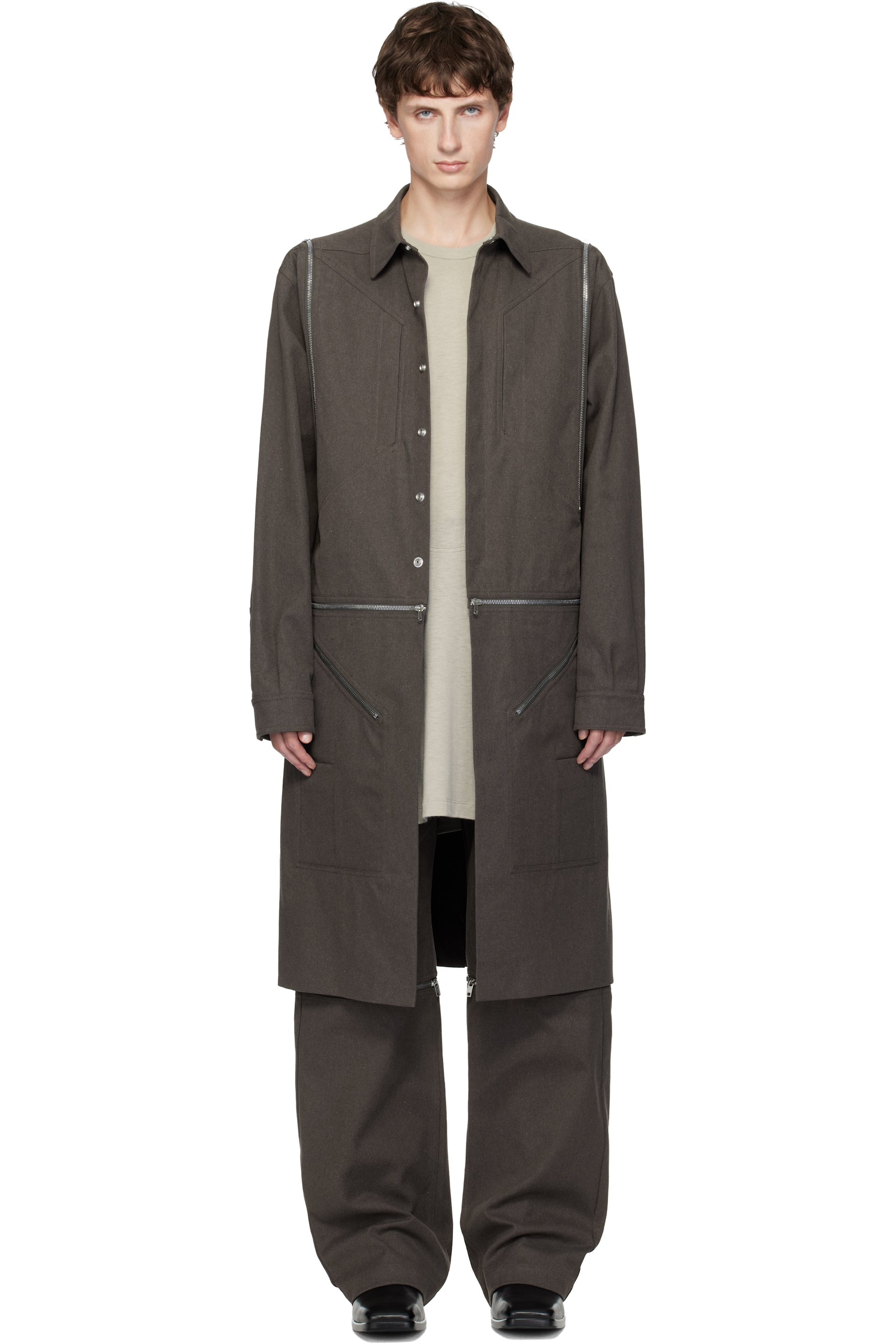 Rick Owens - Brown Concordians Heizer Long Coat