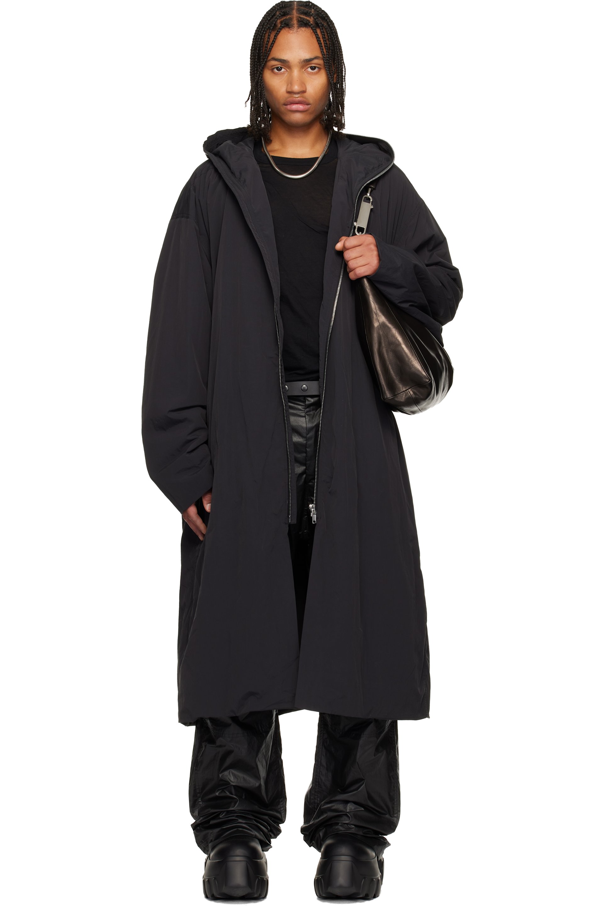 Rick Owens - Black Concordians Mac Big Shoulders Coat