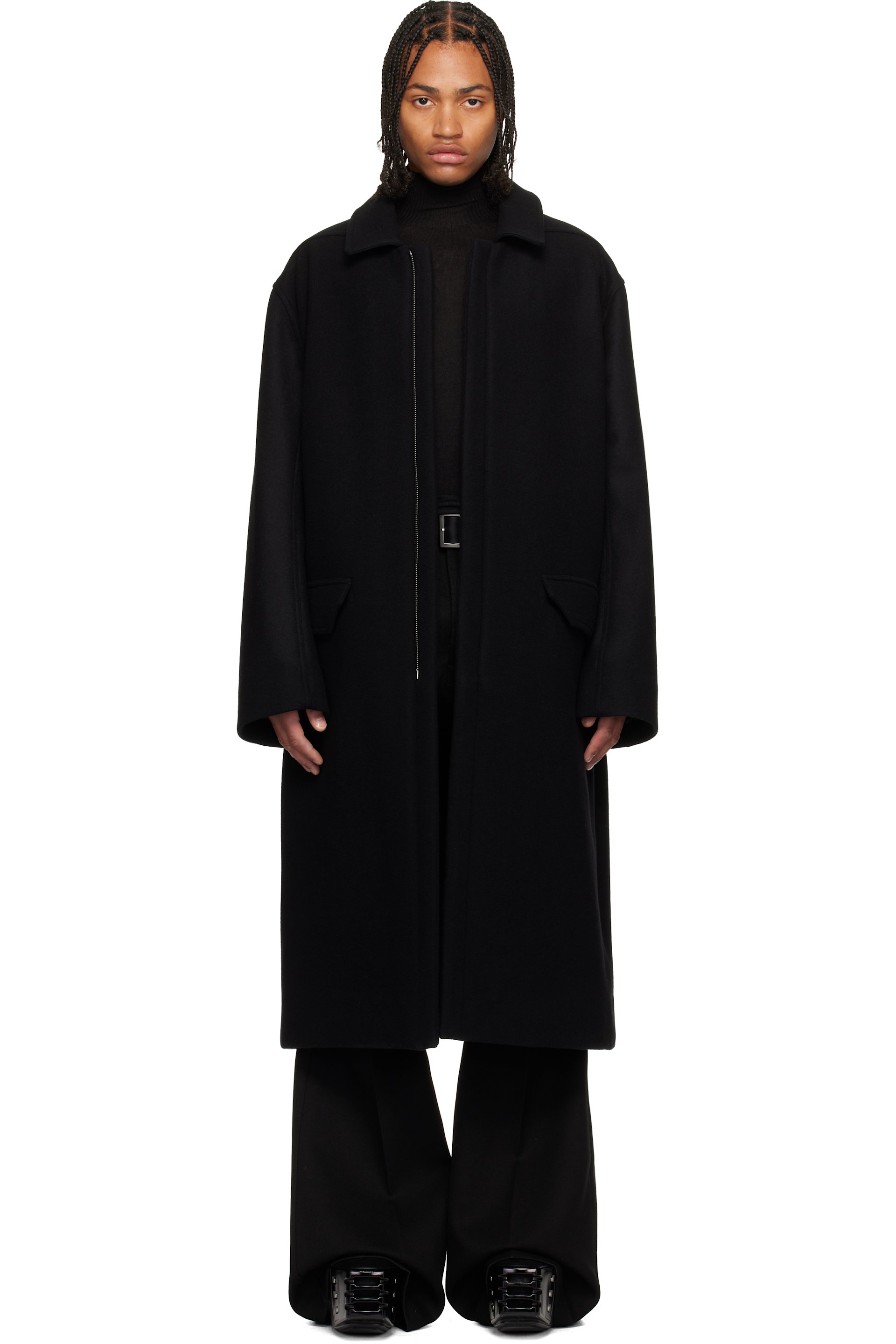 Rick Owens - Black Concordians Jumbo Mac Coat