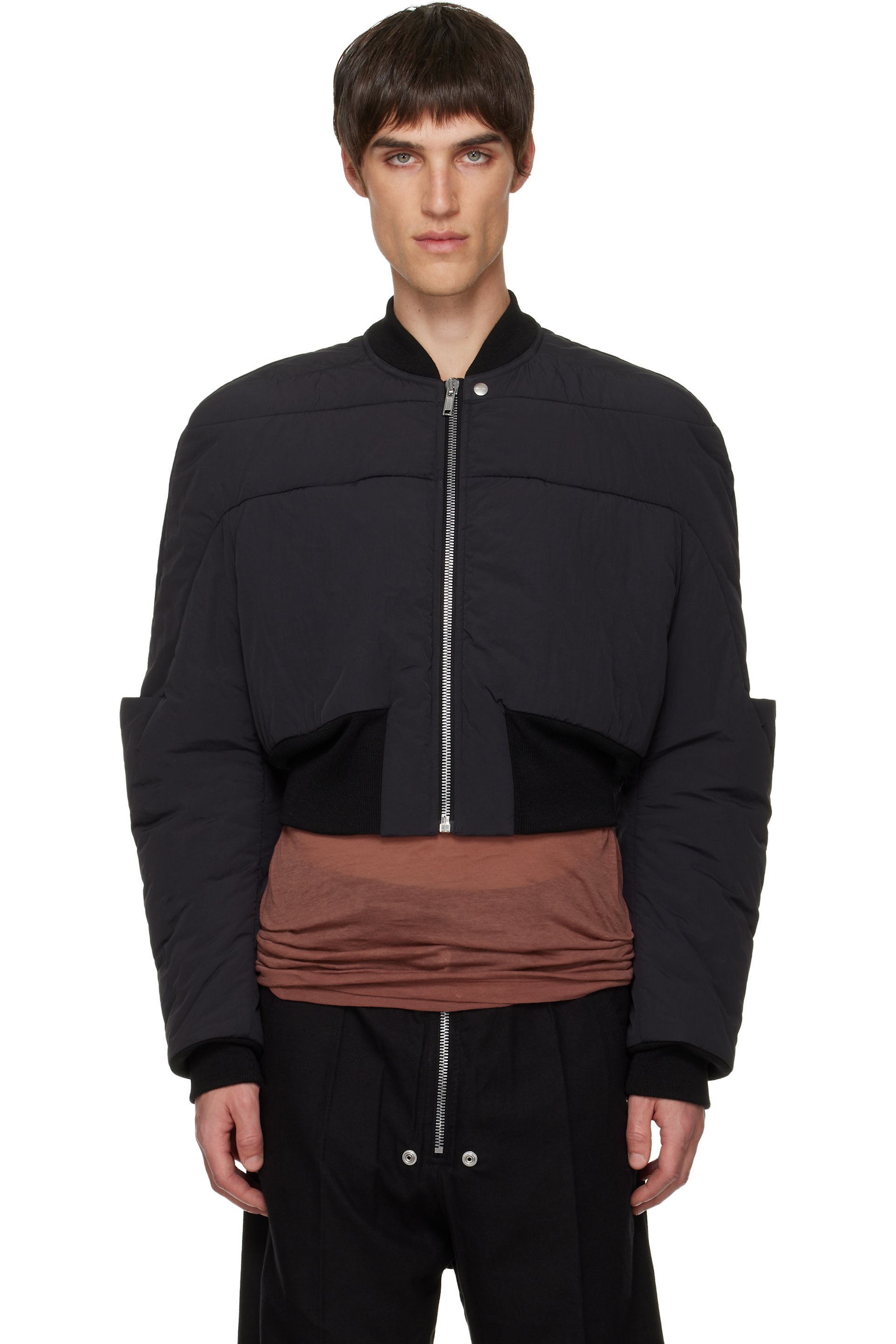 Rick Owens - Black Concordians Girdered Down Bomber Jacket