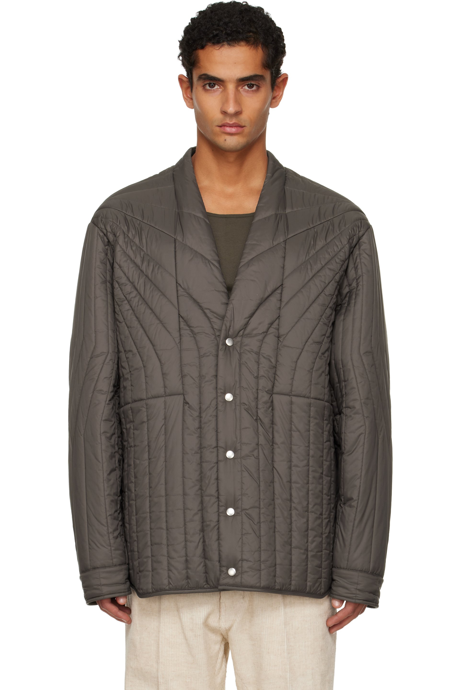 Rick Owens - Gray Concordians LS Quilted Liner Down Jacket