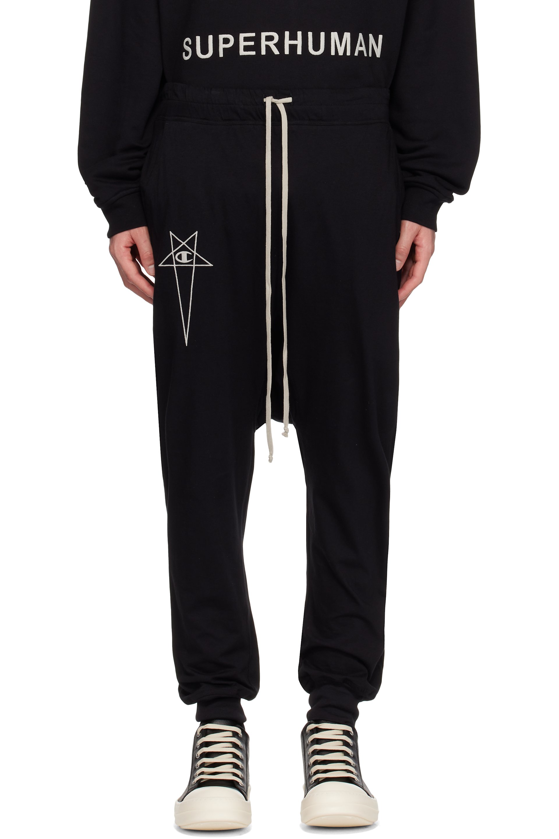 Rick Owens: ブラック Championエディション Prisoner Drawstring