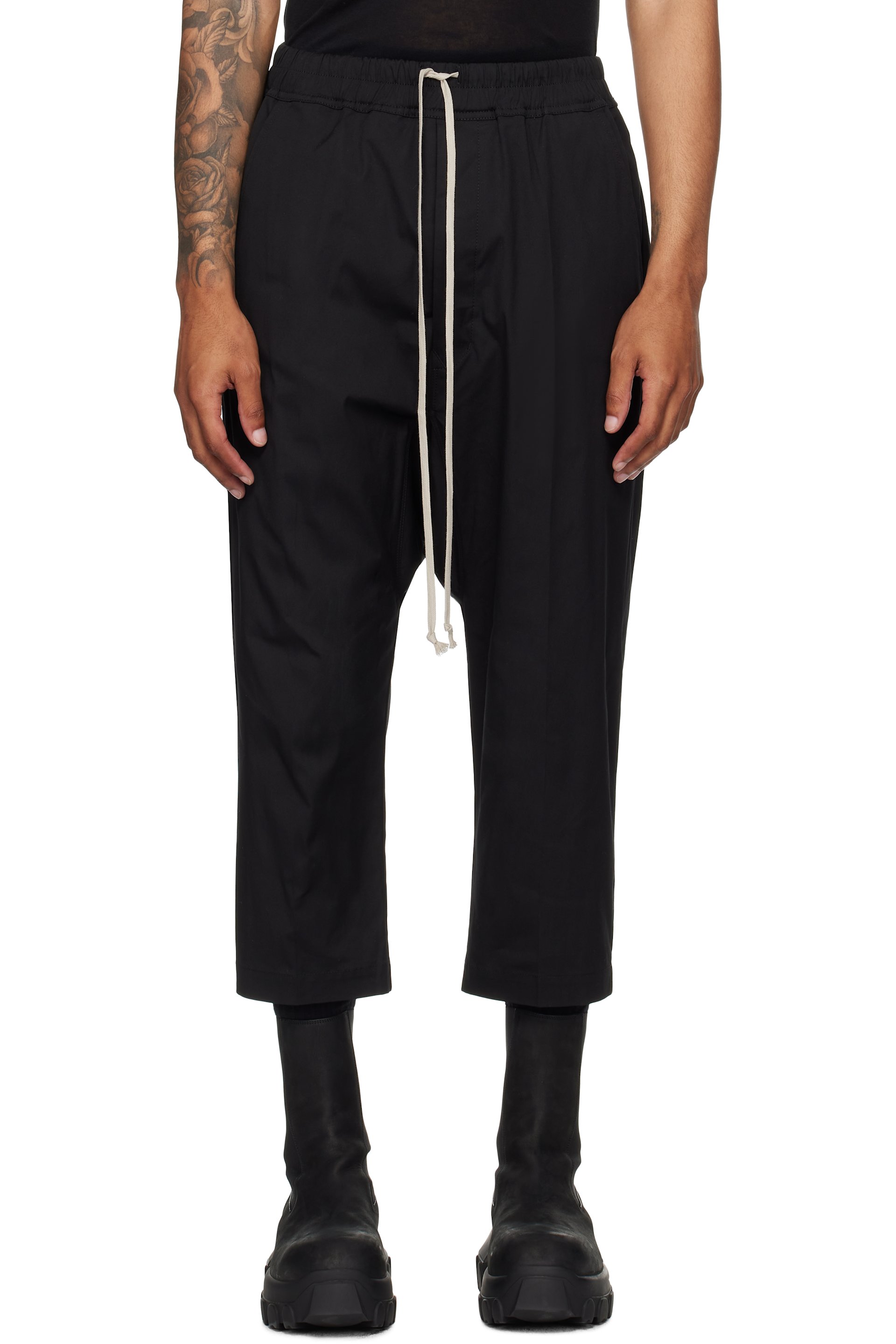 Rick Owens - Black Concordians Forever Drawstring Cropped Trousers