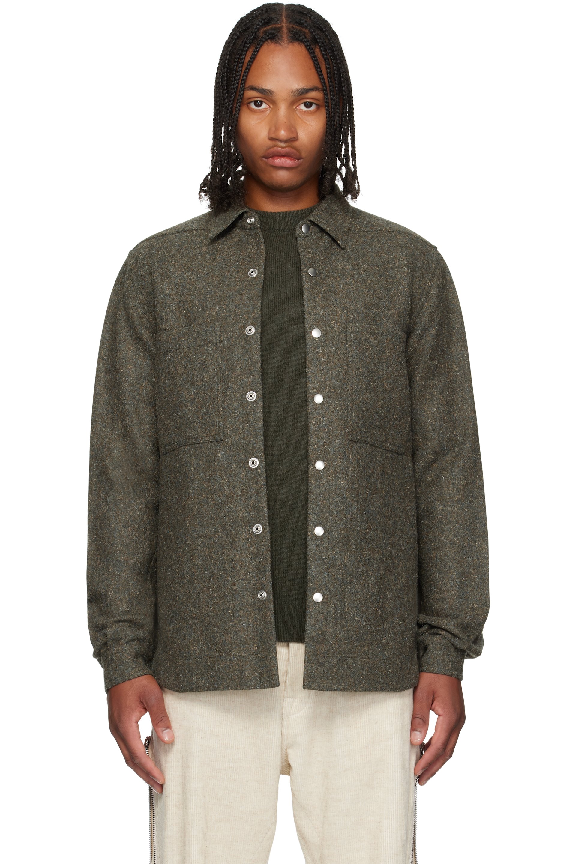 Rick Owens - Khaki Concordians Rugged Wool Shirt