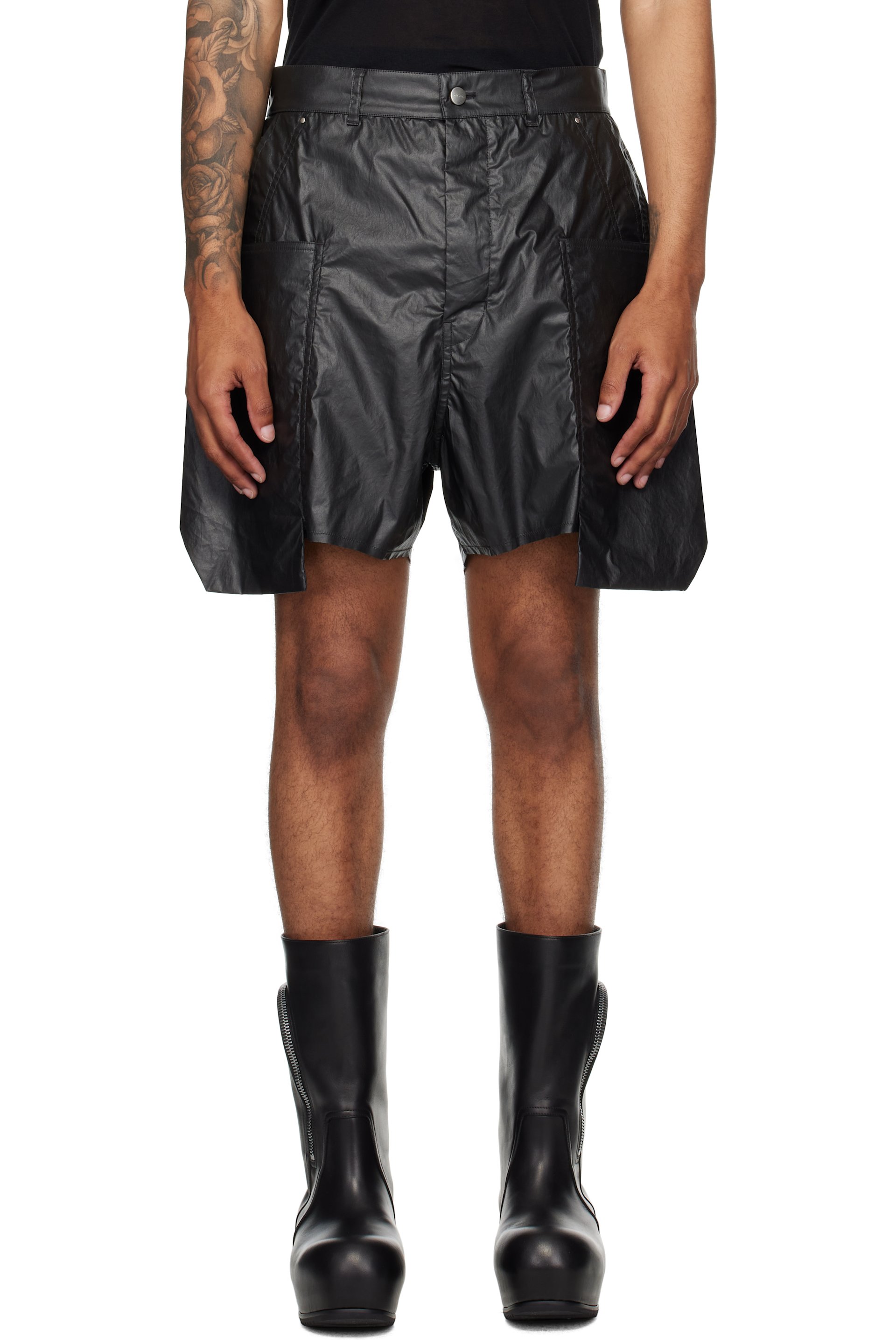 Rick Owens - Black Concordians Stefan Cargo Shorts