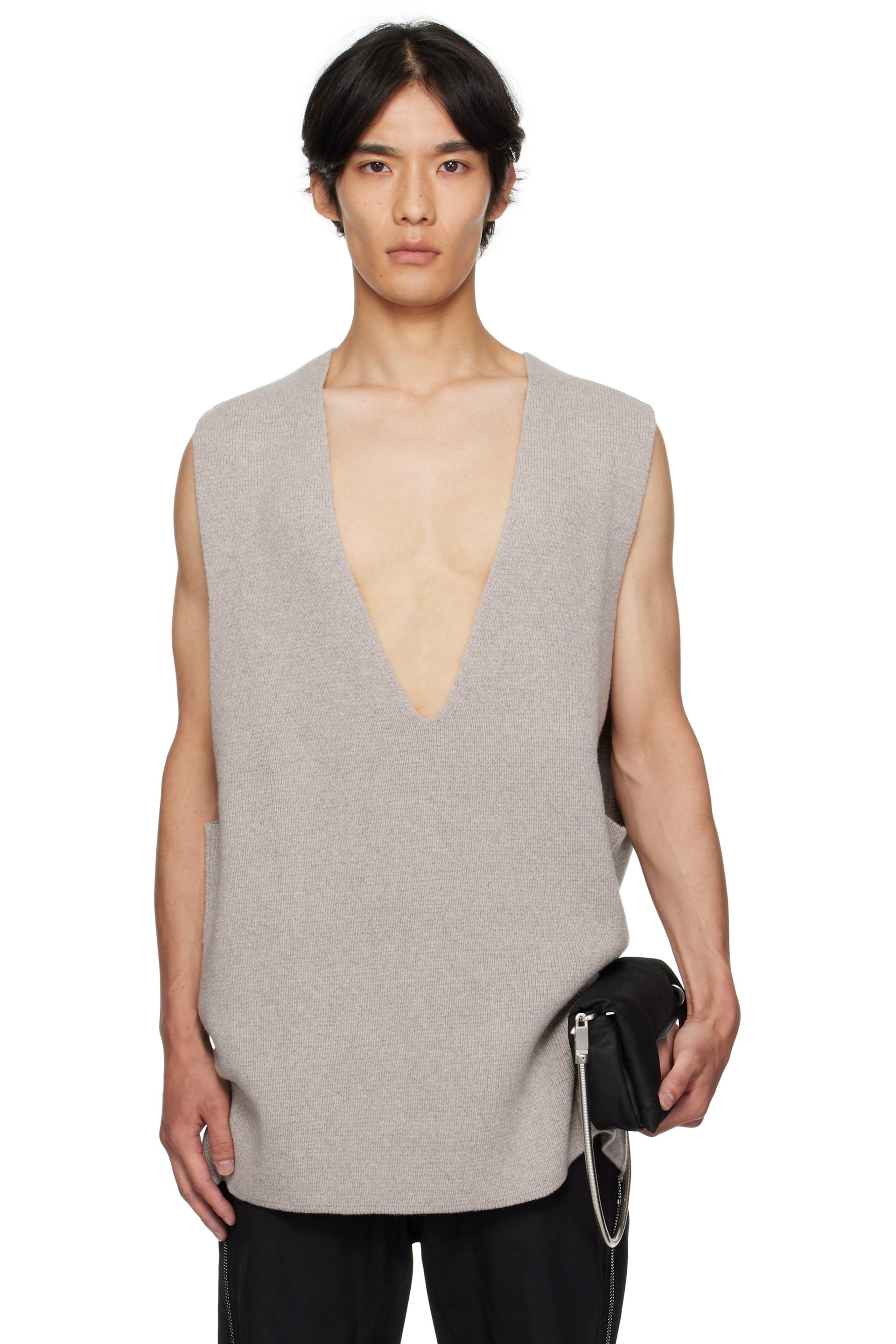 Rick Owens - 오프 화이트 콘코르디안 브이넥 스웨터 베스트