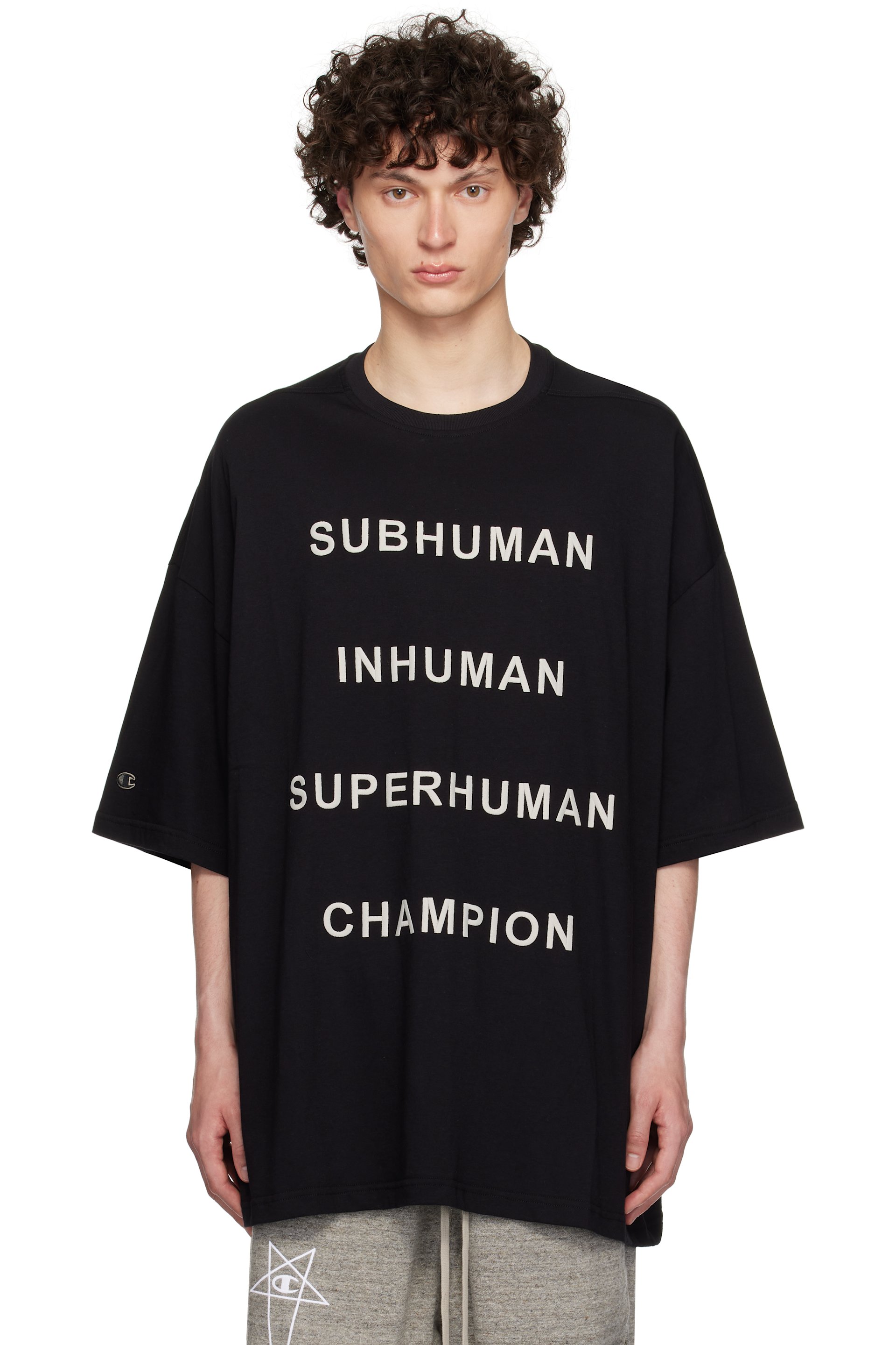 Rick Owens - 黑色 Champion 联名 Tommy T 恤