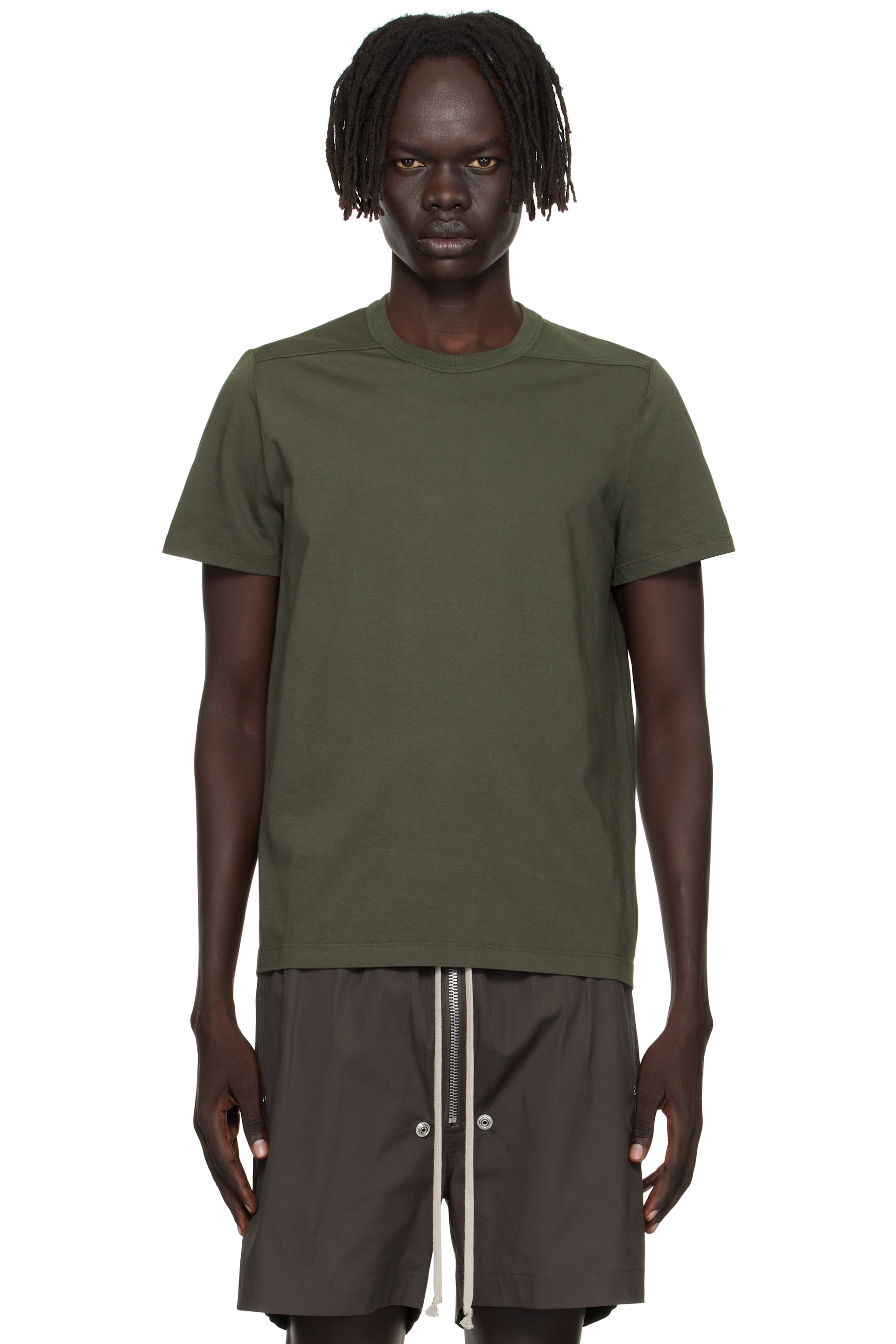 Rick Owens - T-shirt kaki à couture horizontale aux épaules - Concordians