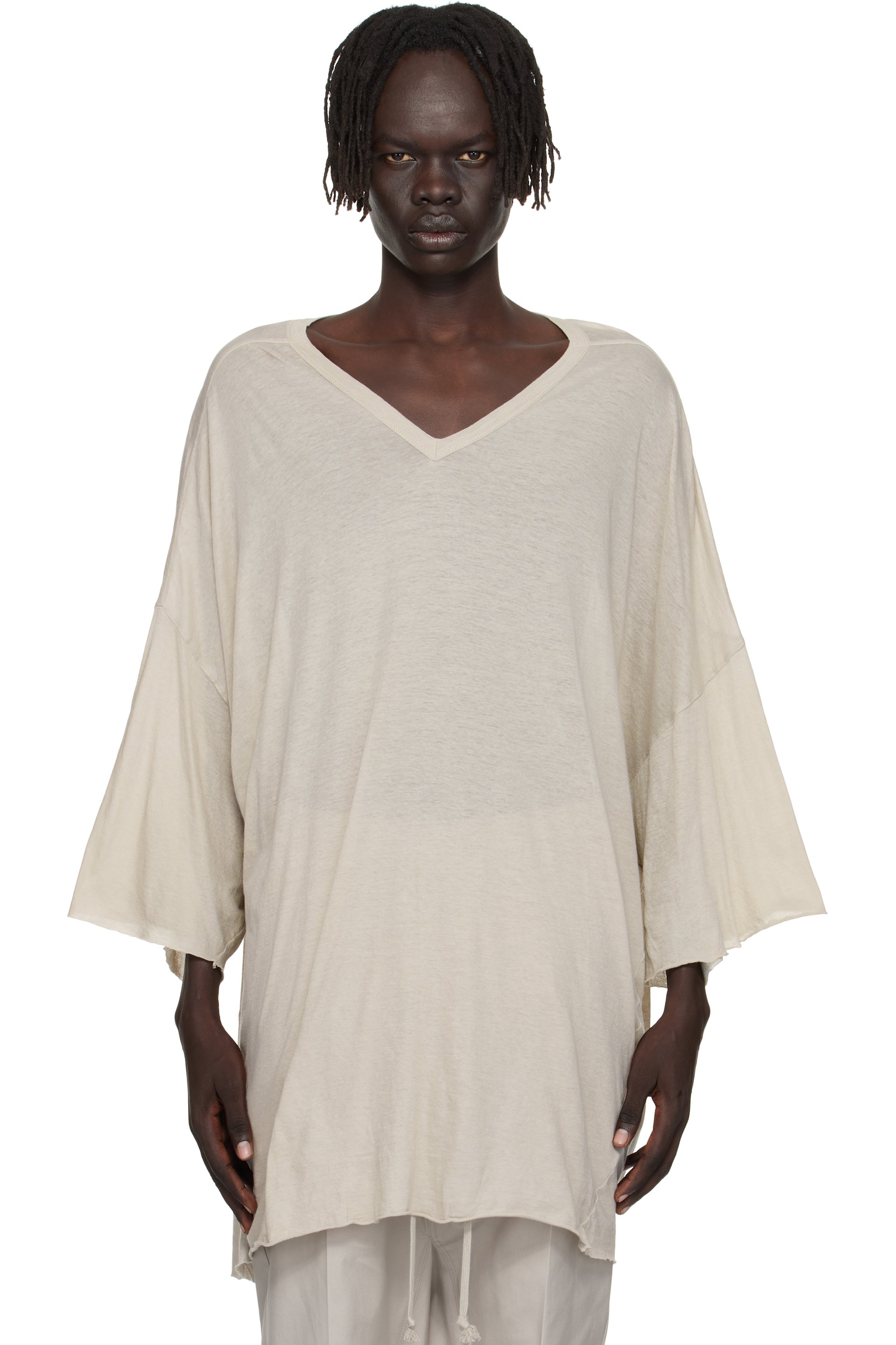 Rick Owens - T-shirt Tommy blanc cassé à col en V - Concordians