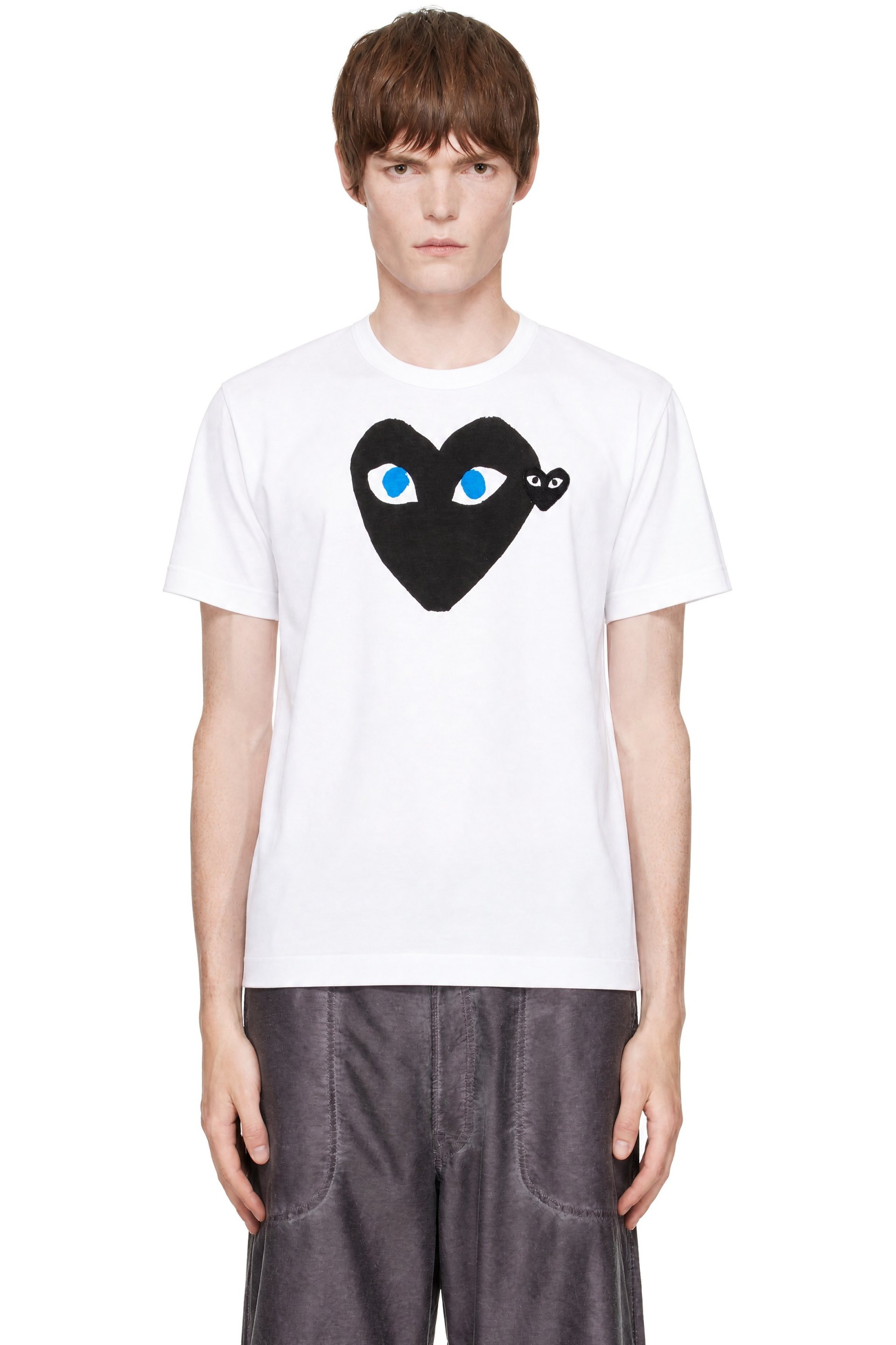 COMME des GARÇONS PLAY - White Black Emblem Black Heart T-shirt