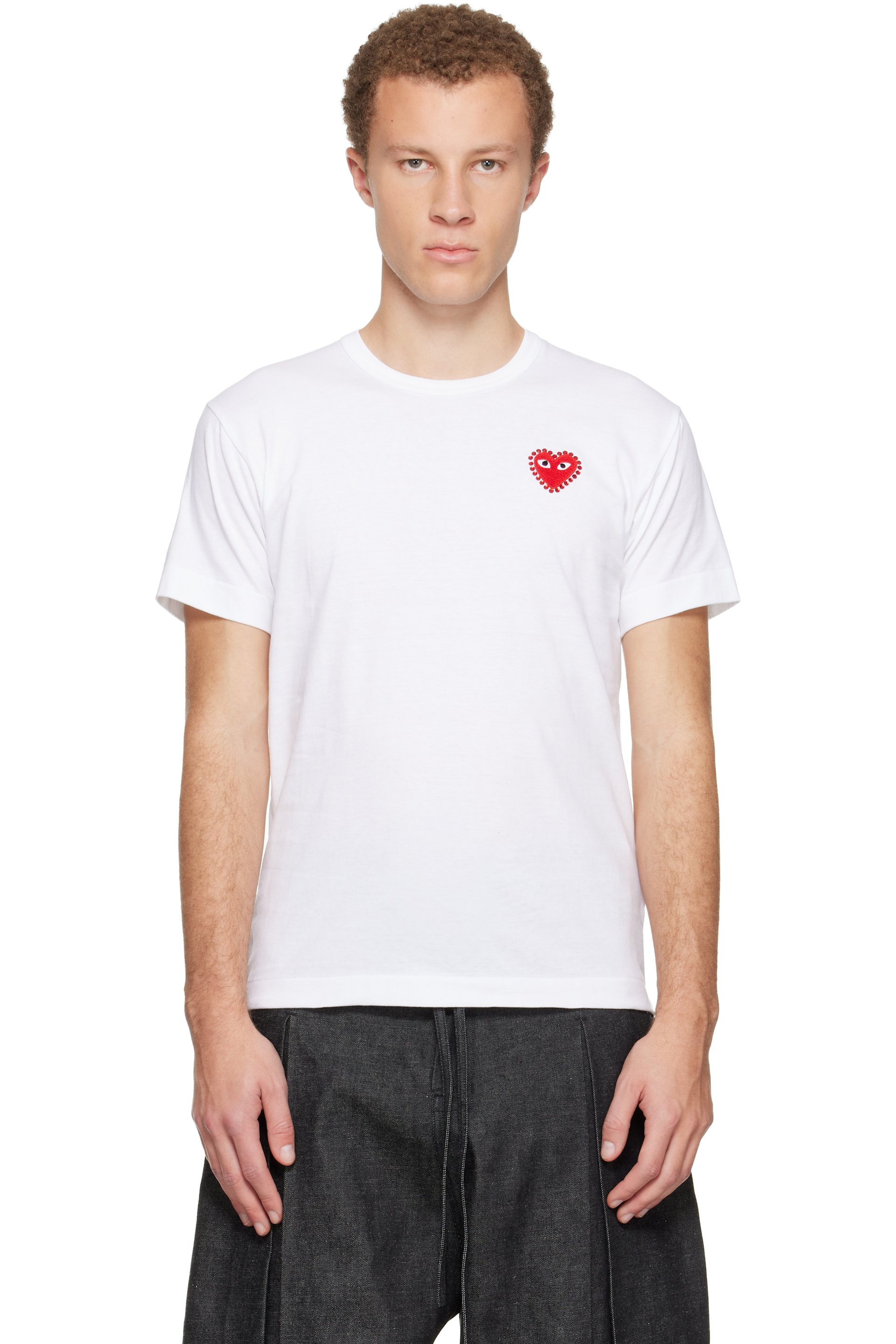Comme des Garçons Play - 白色 Rhinestone Emblem Red Heart T 恤