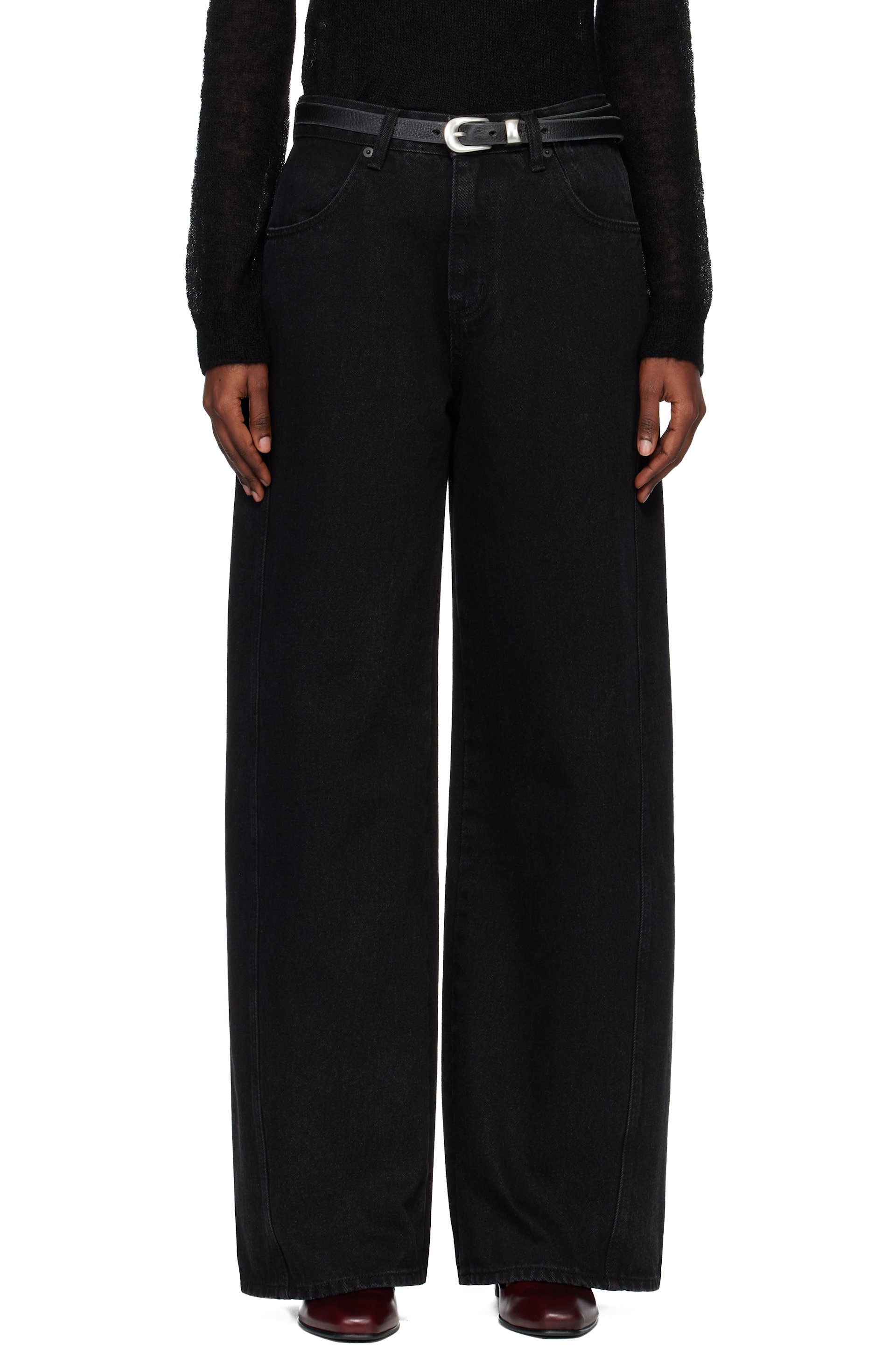 TONYWACK - Black Oversized Wide-Leg Denim Jeans